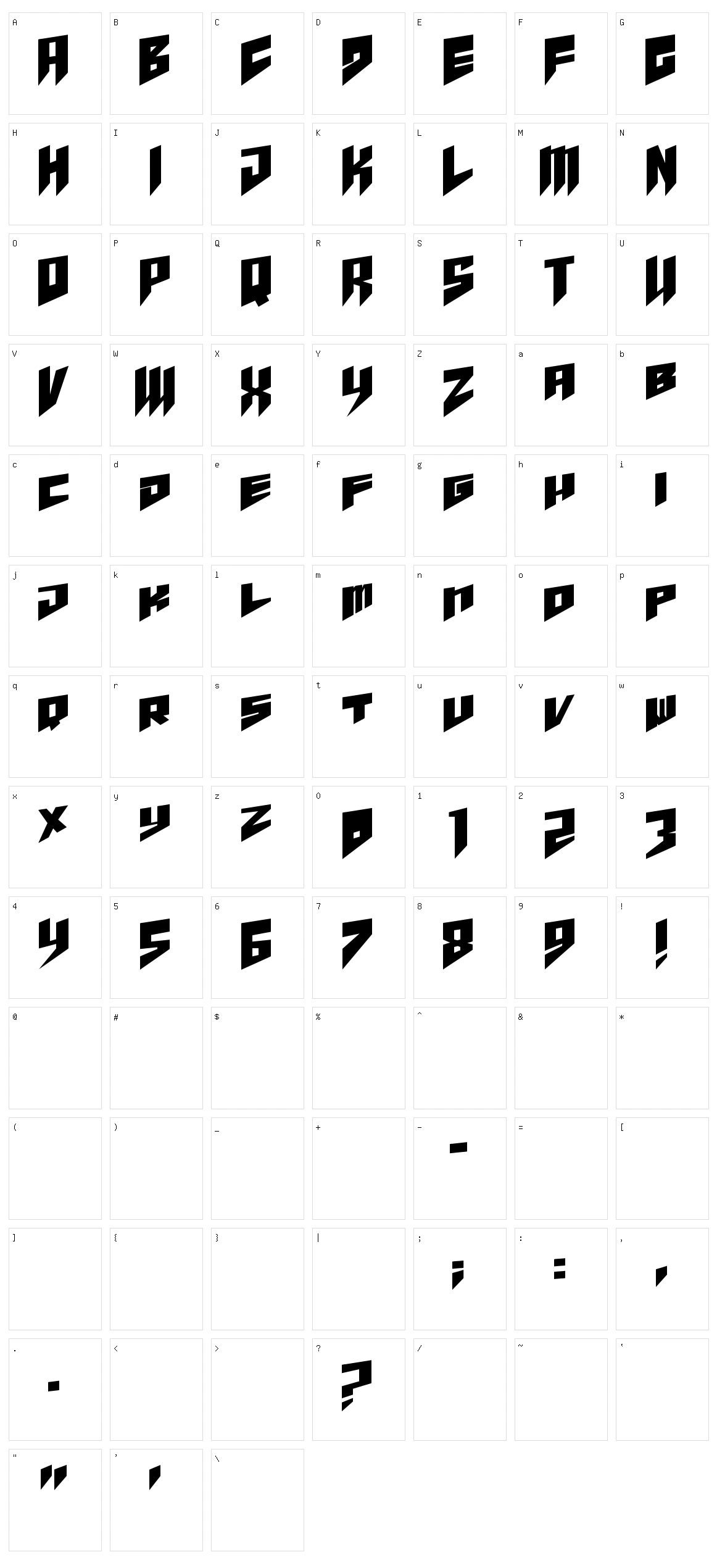 Pandora Limiter Character Set