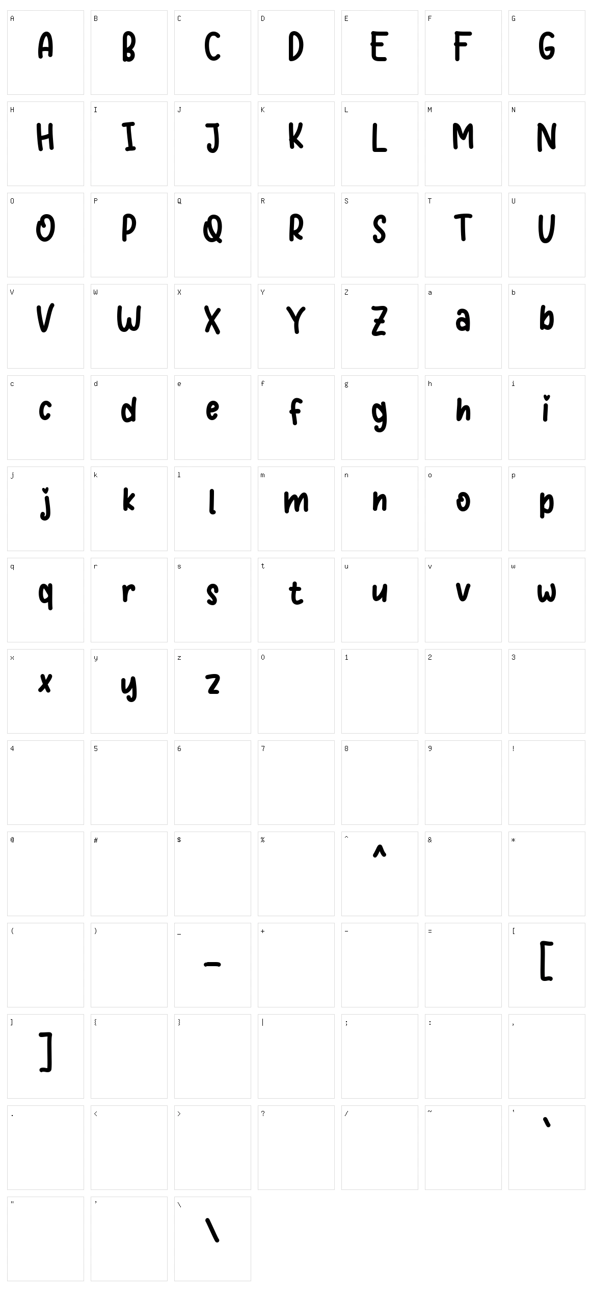 Kinlove Character Set