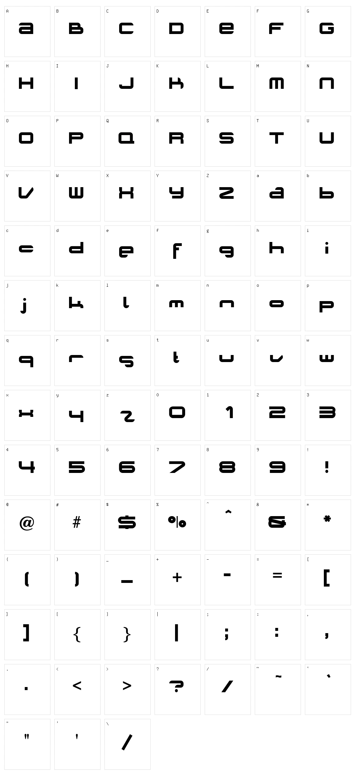 Planet Opti Character Set