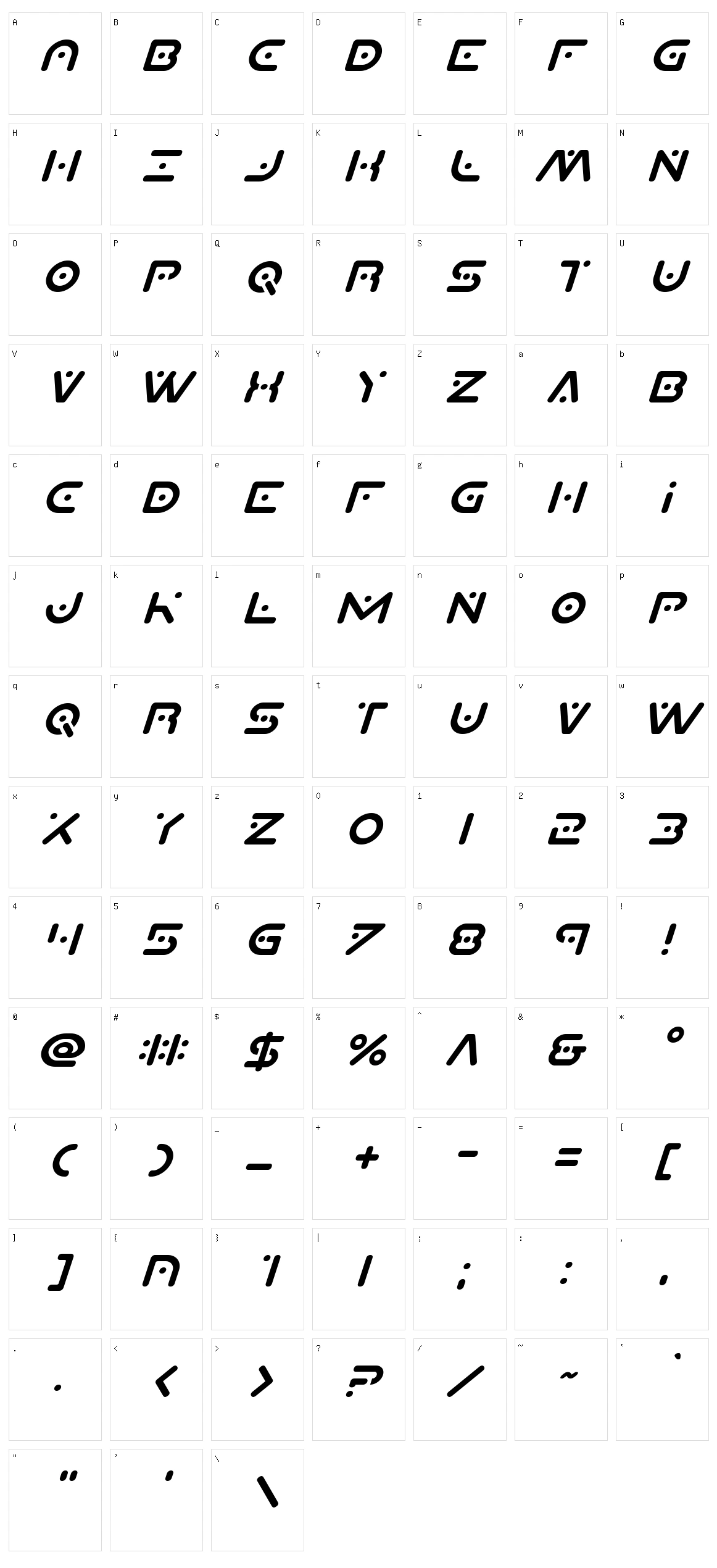 Planet X Character Set