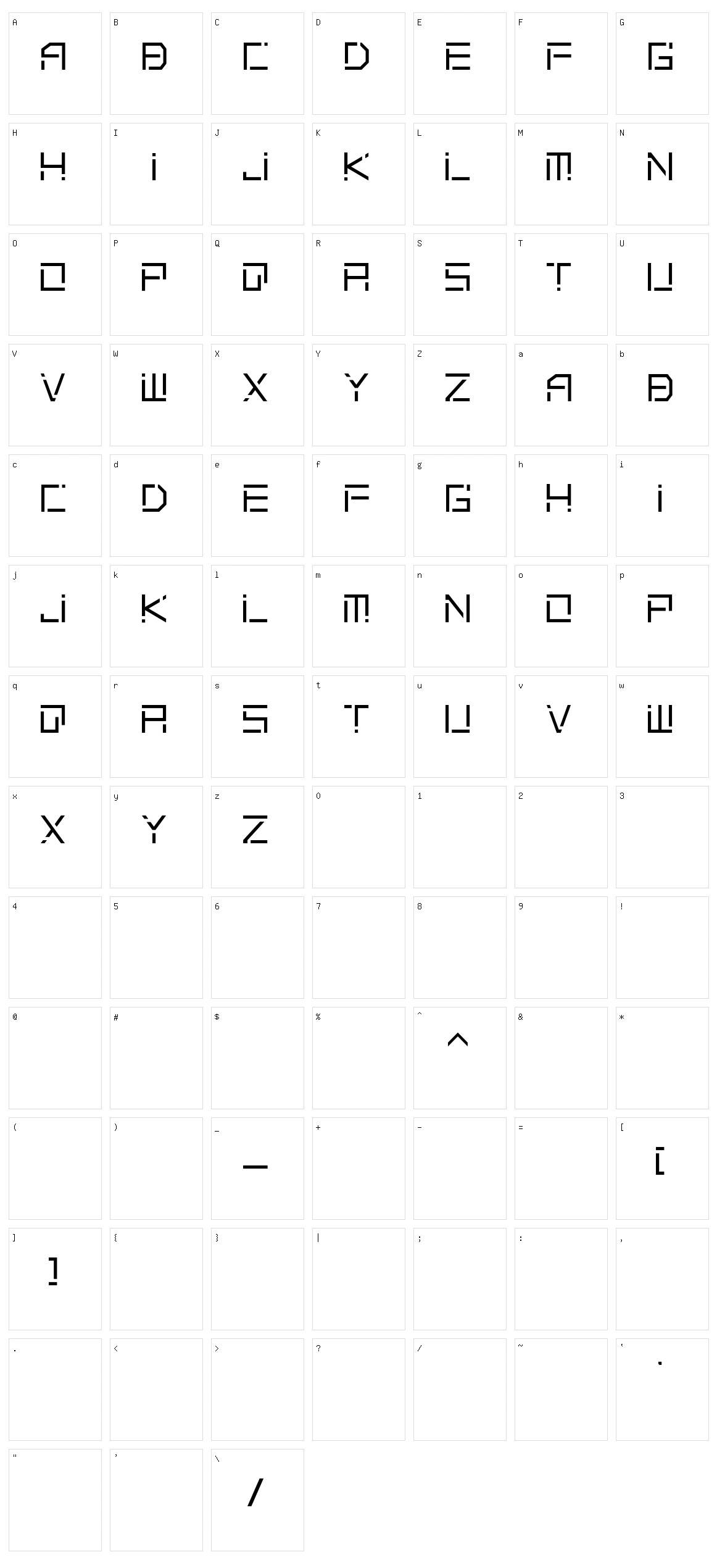 Planus Character Set