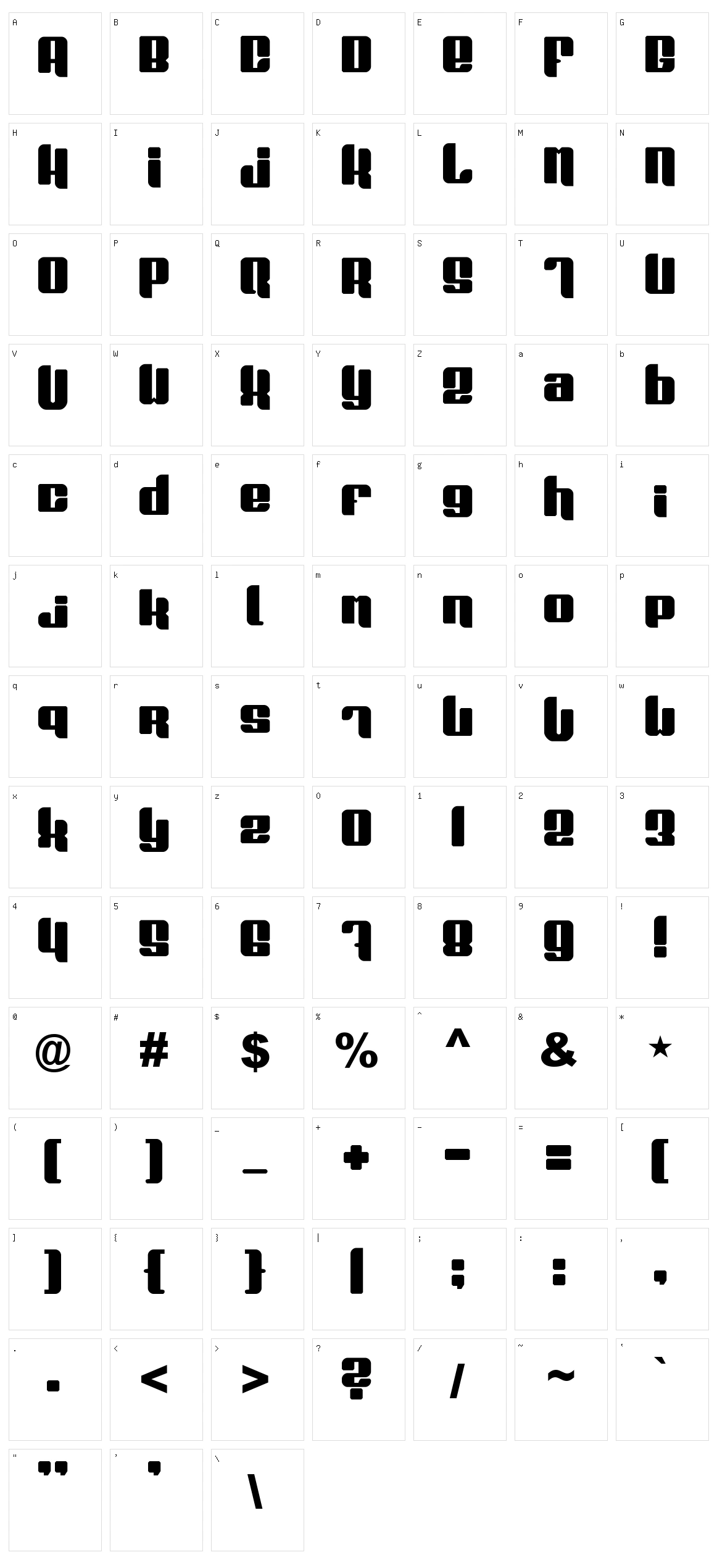 Plasmafuzion Character Set