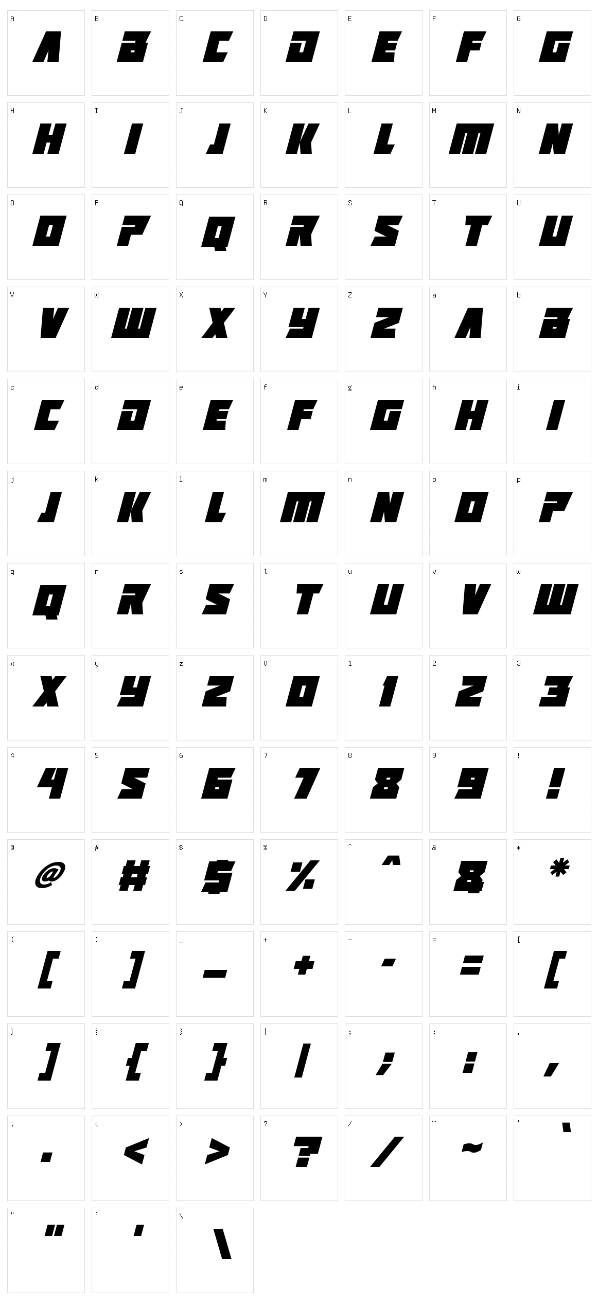 Positrons Character Set