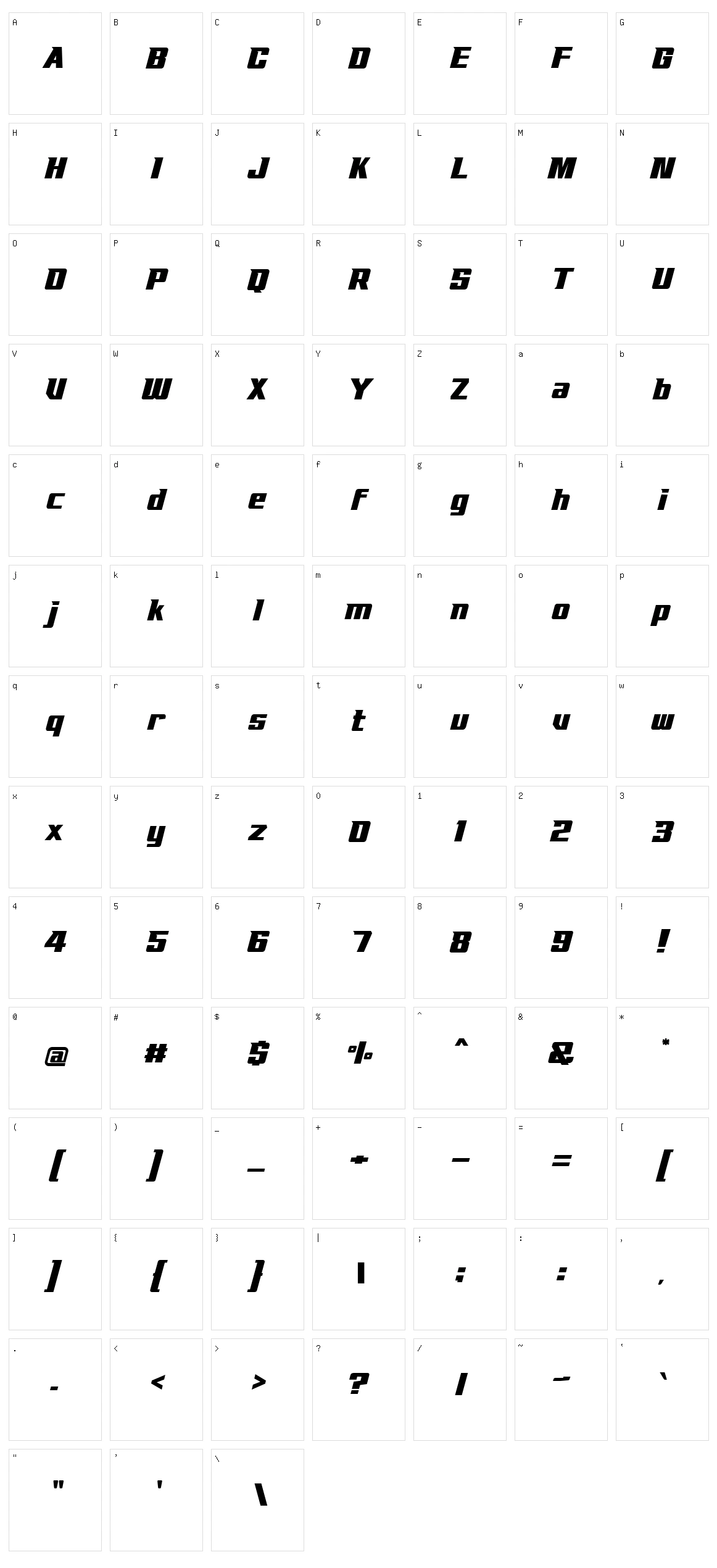 Procircuit Character Set