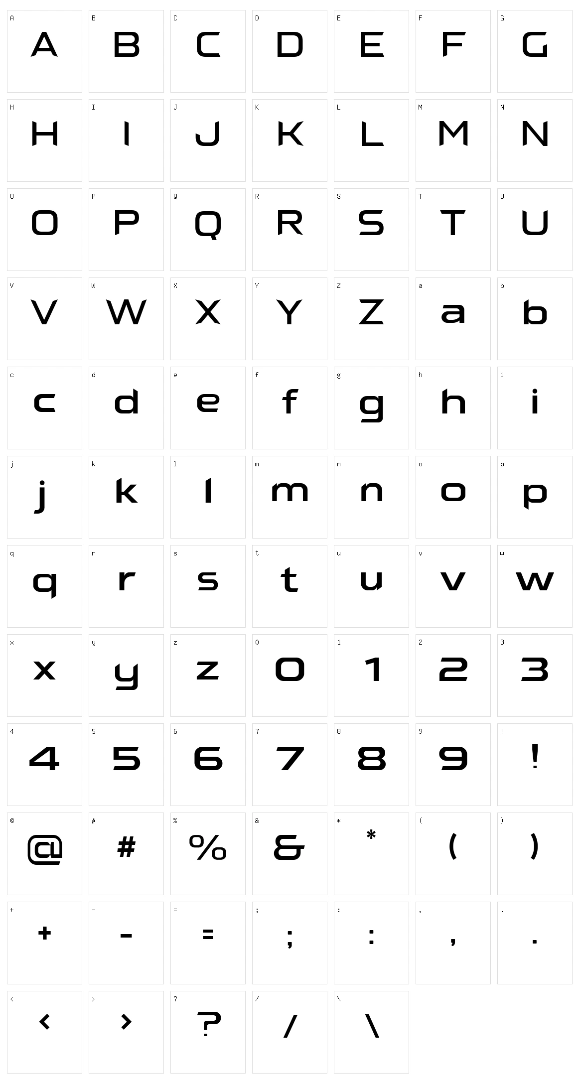 Proxon Character Set