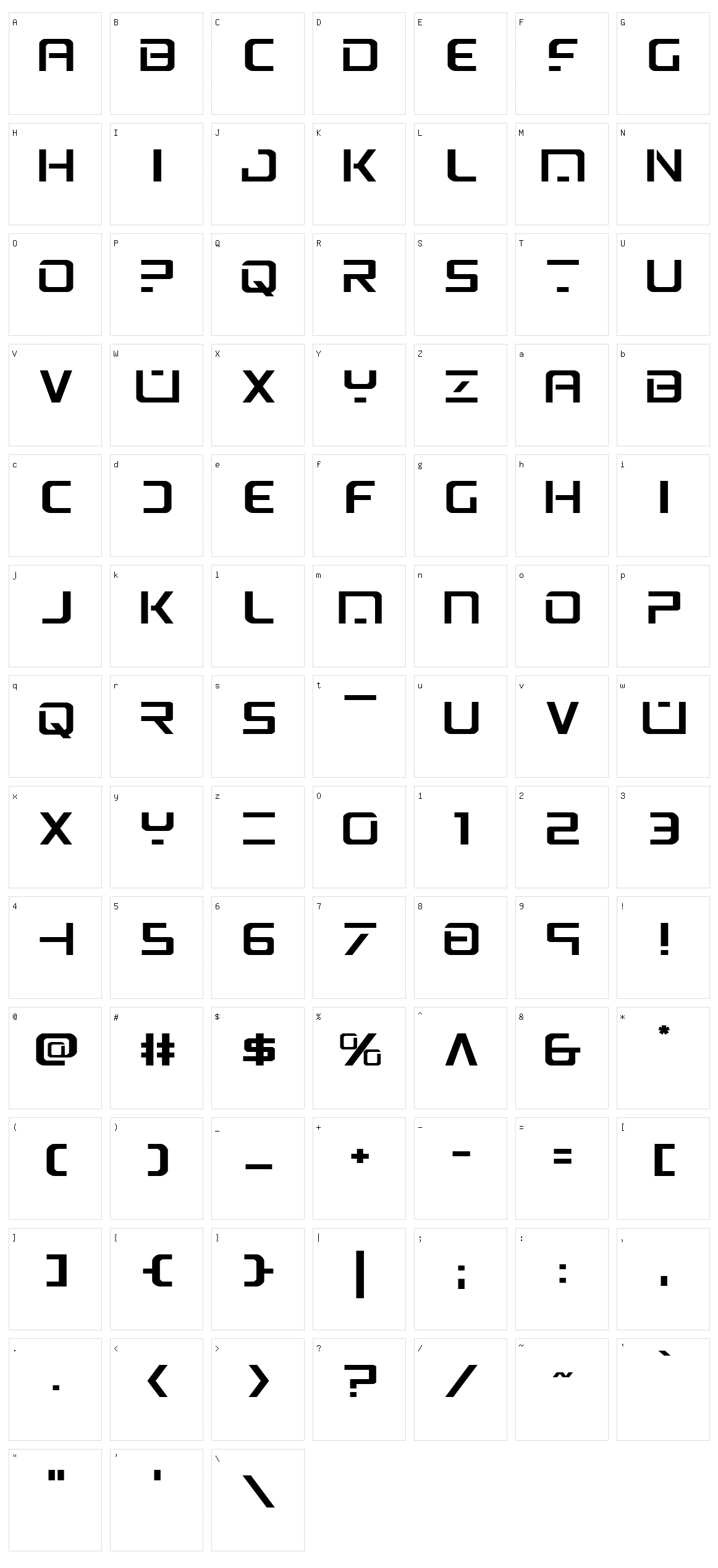 PsYonic VII Character Set