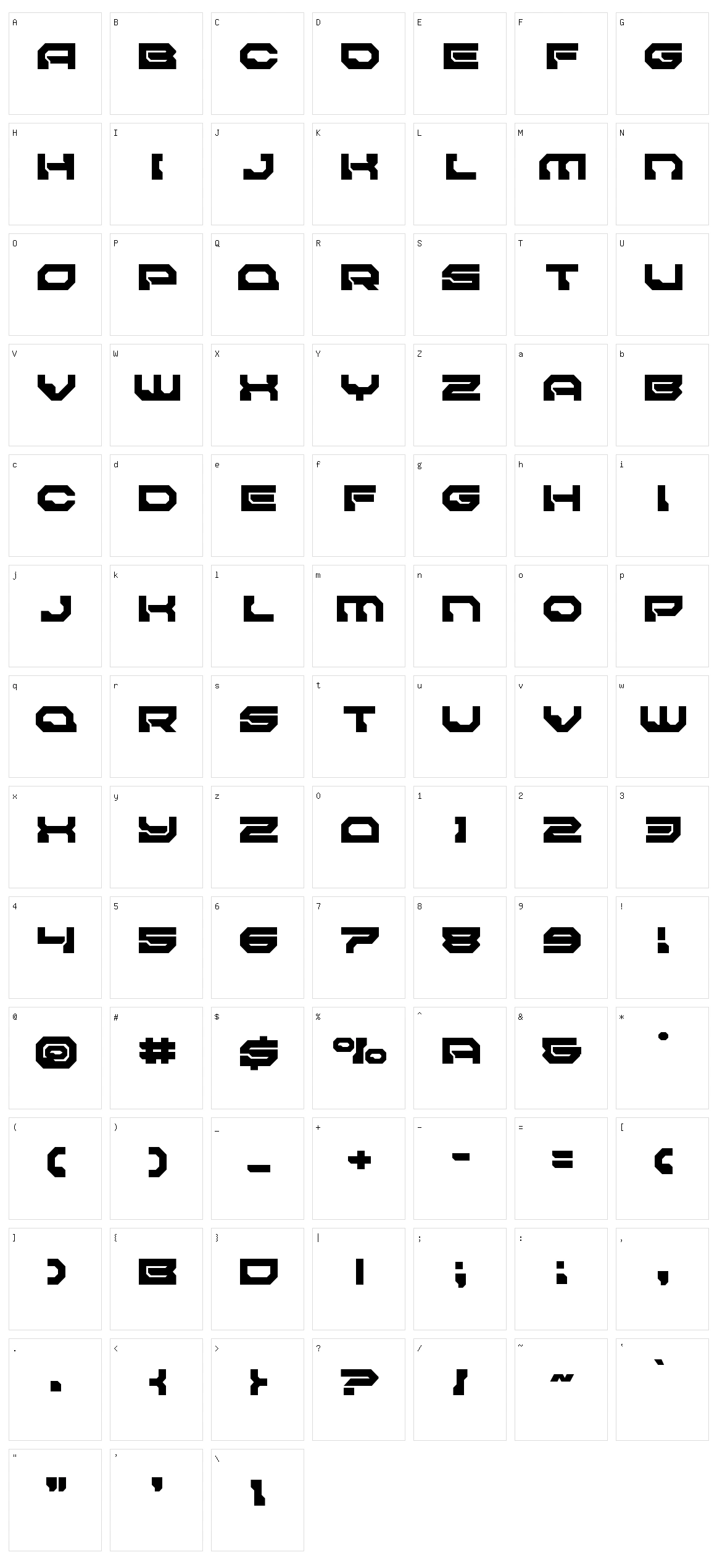 Pulsar Class Solid Character Set