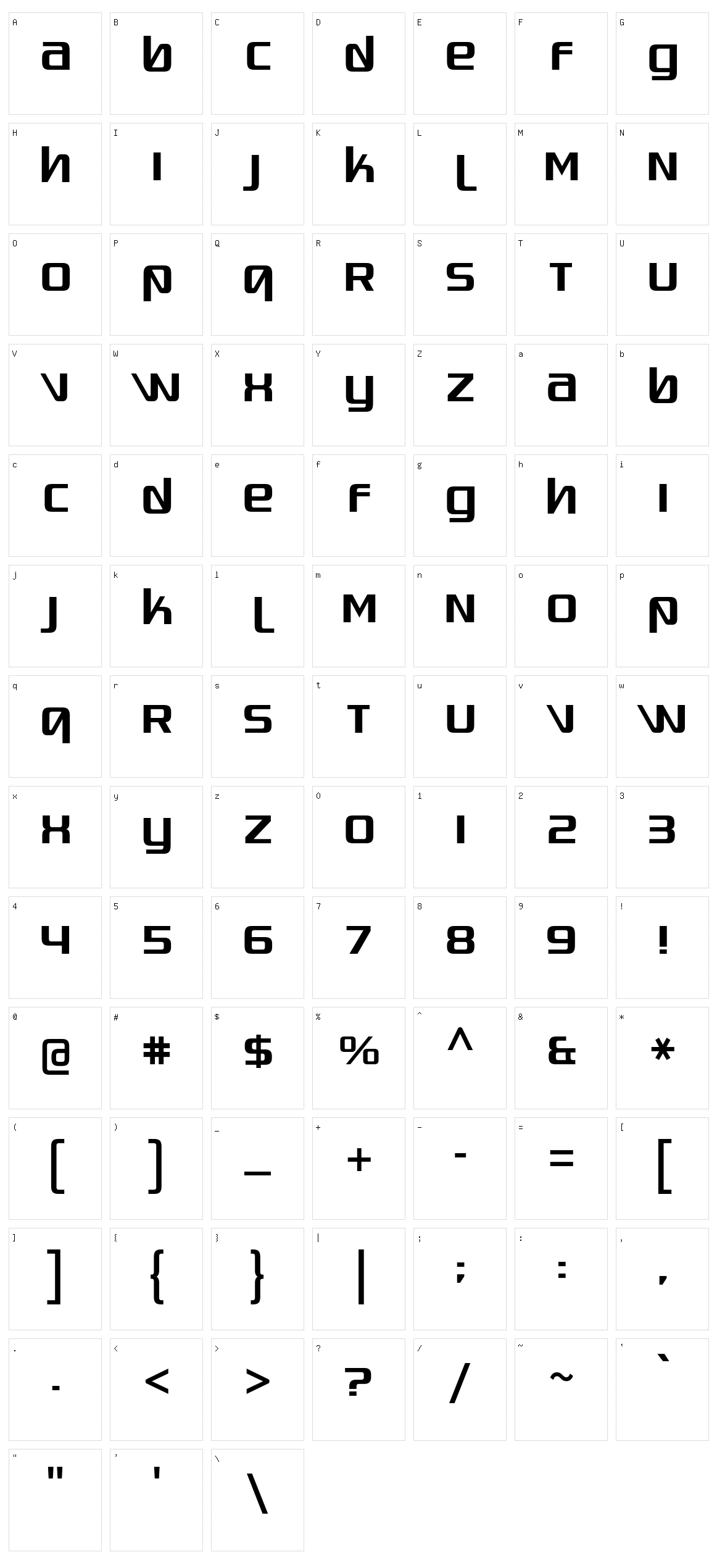 Quadaptor Character Set