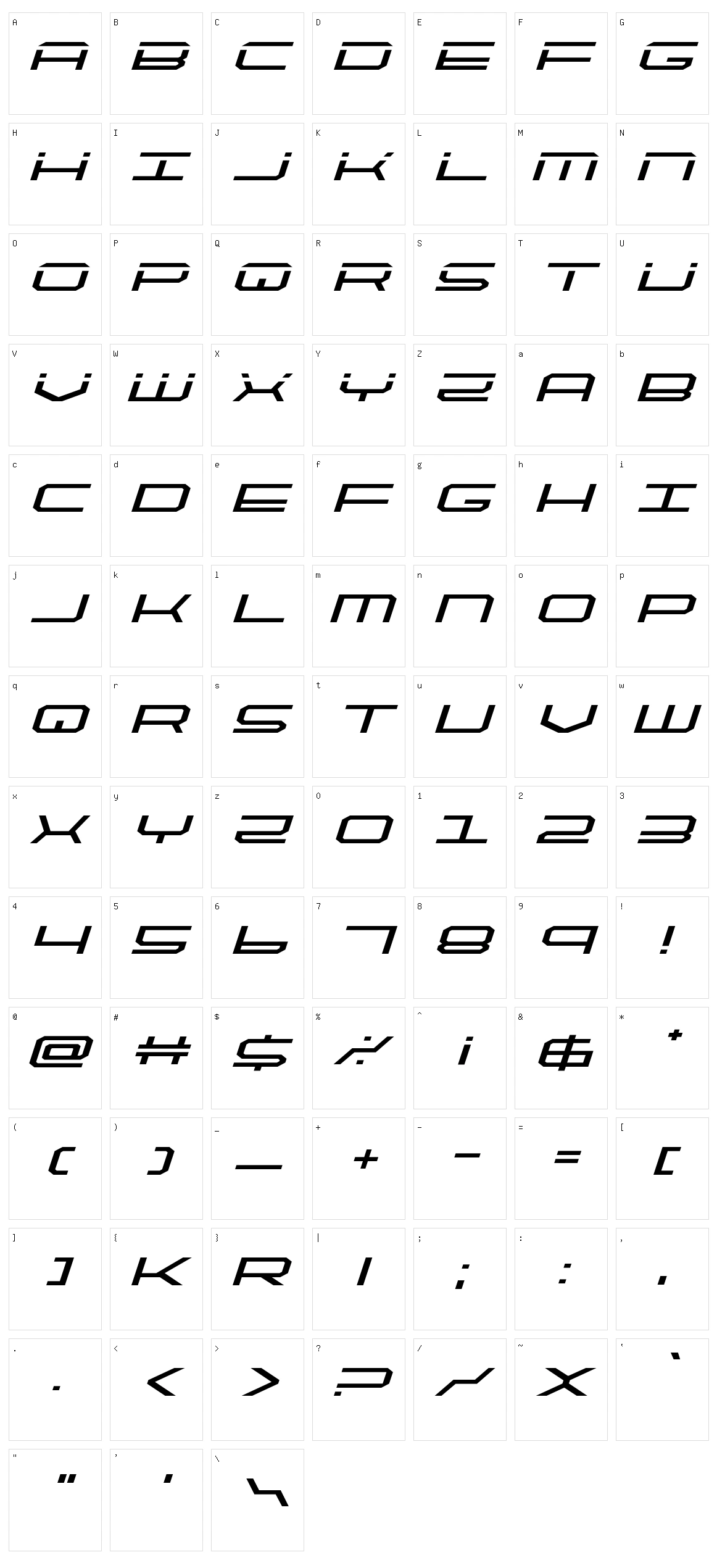 Quick Tech Character Set