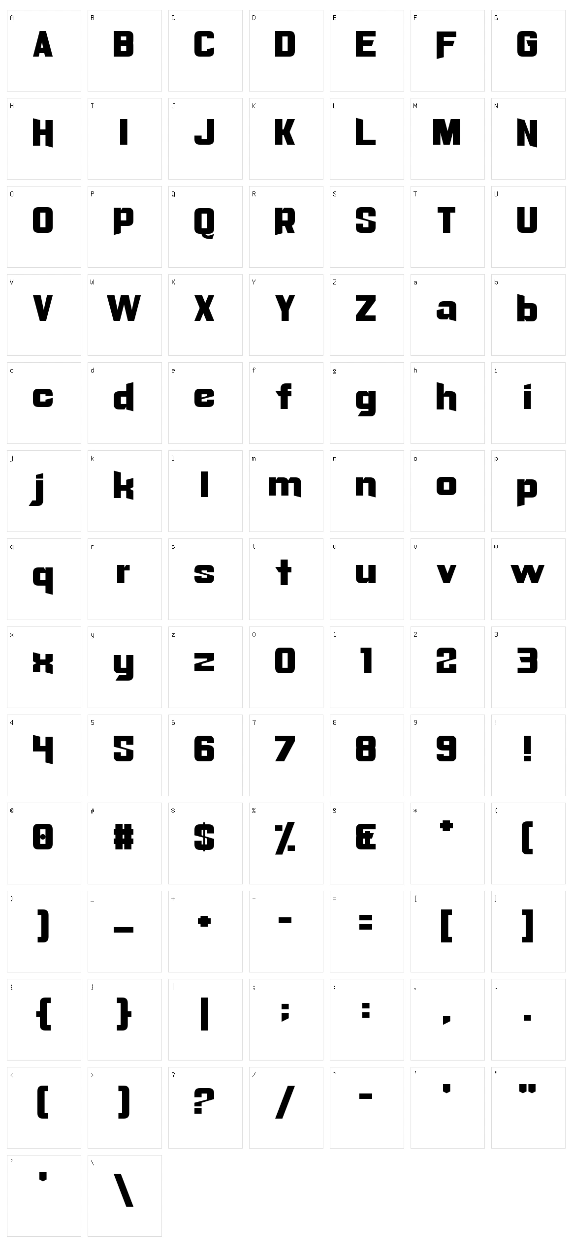 Radaro Character Set