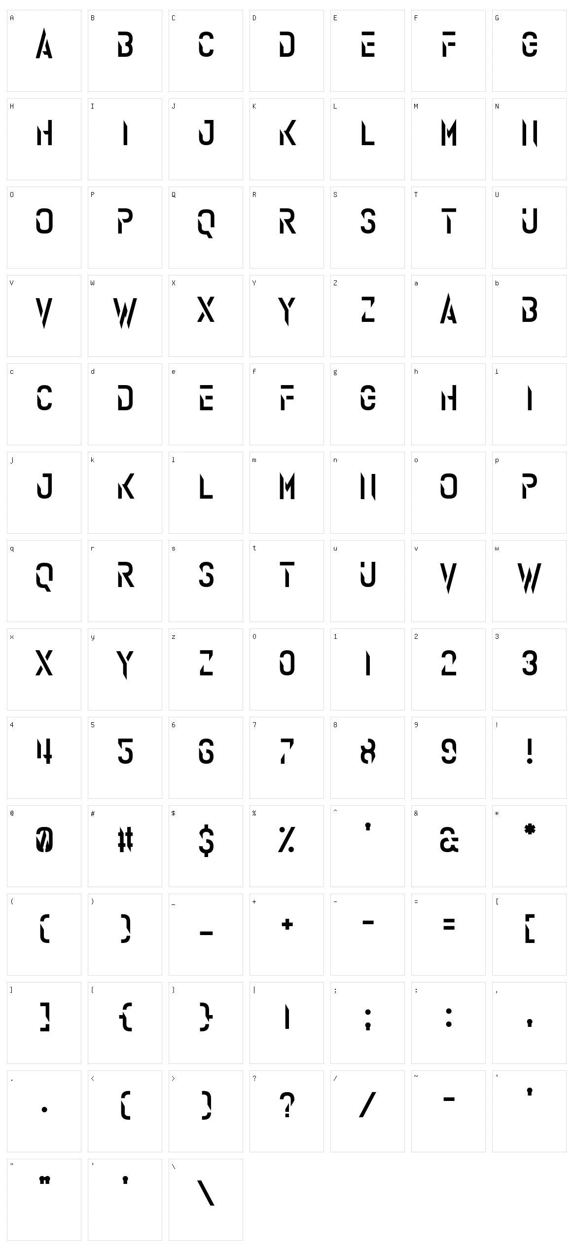 Rendprodukt Character Set