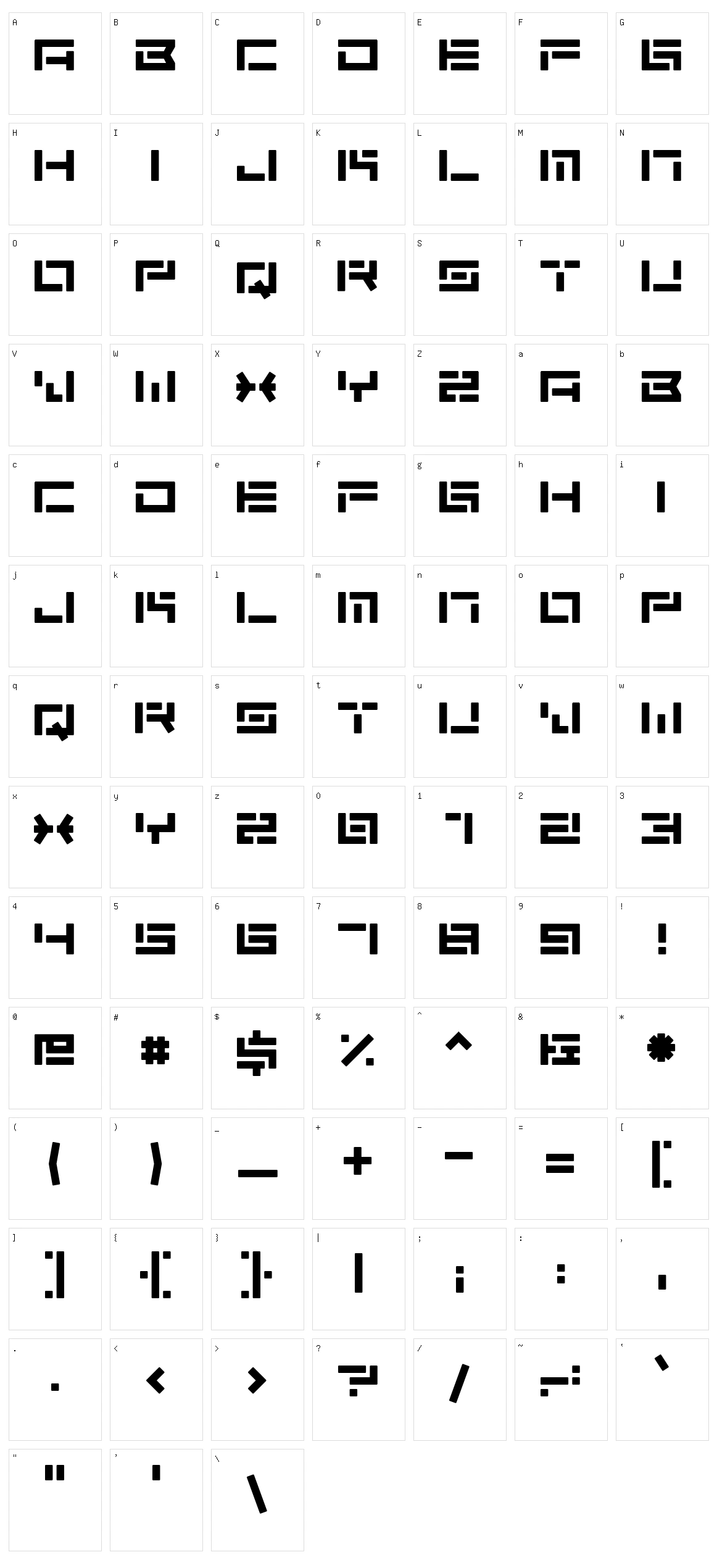 Reqtangular Character Set