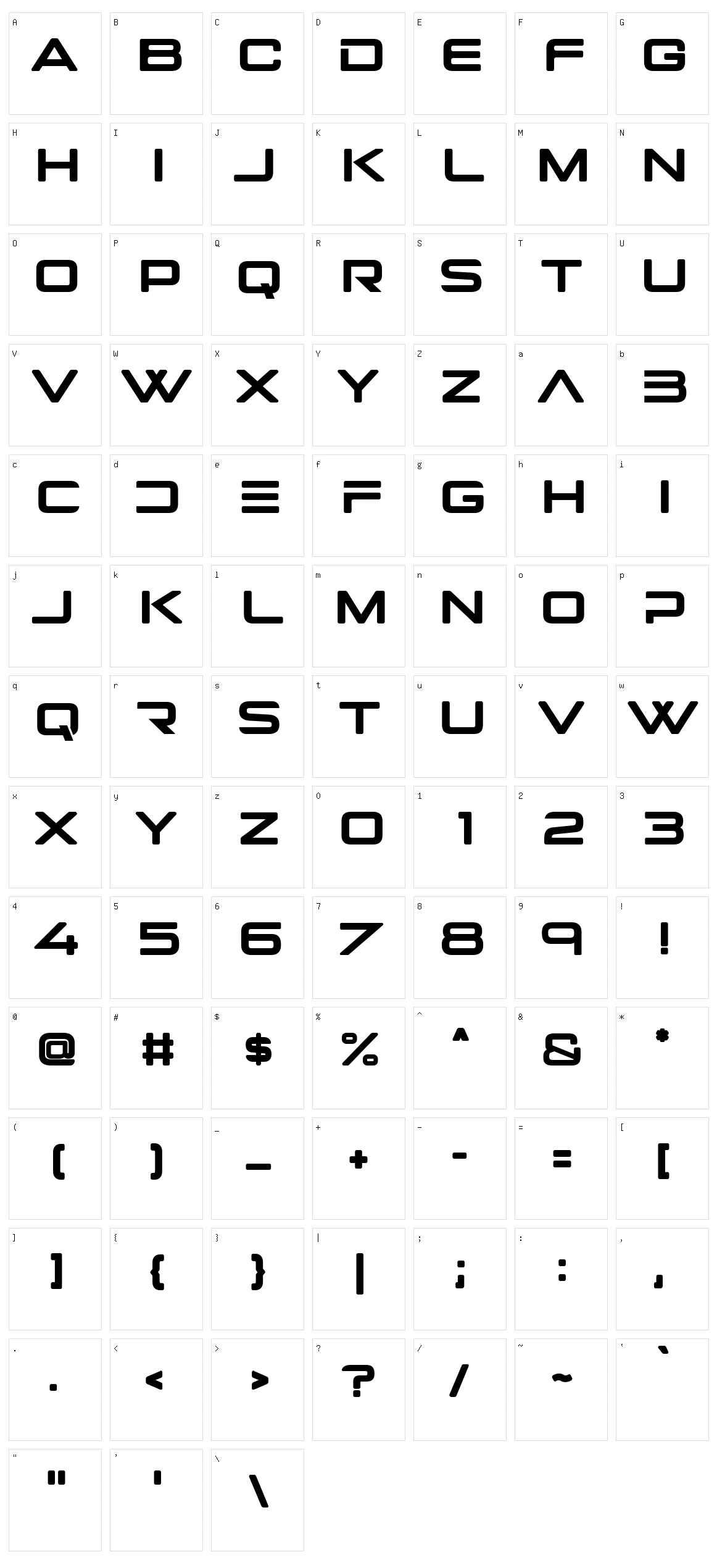 Rigel Star Character Set
