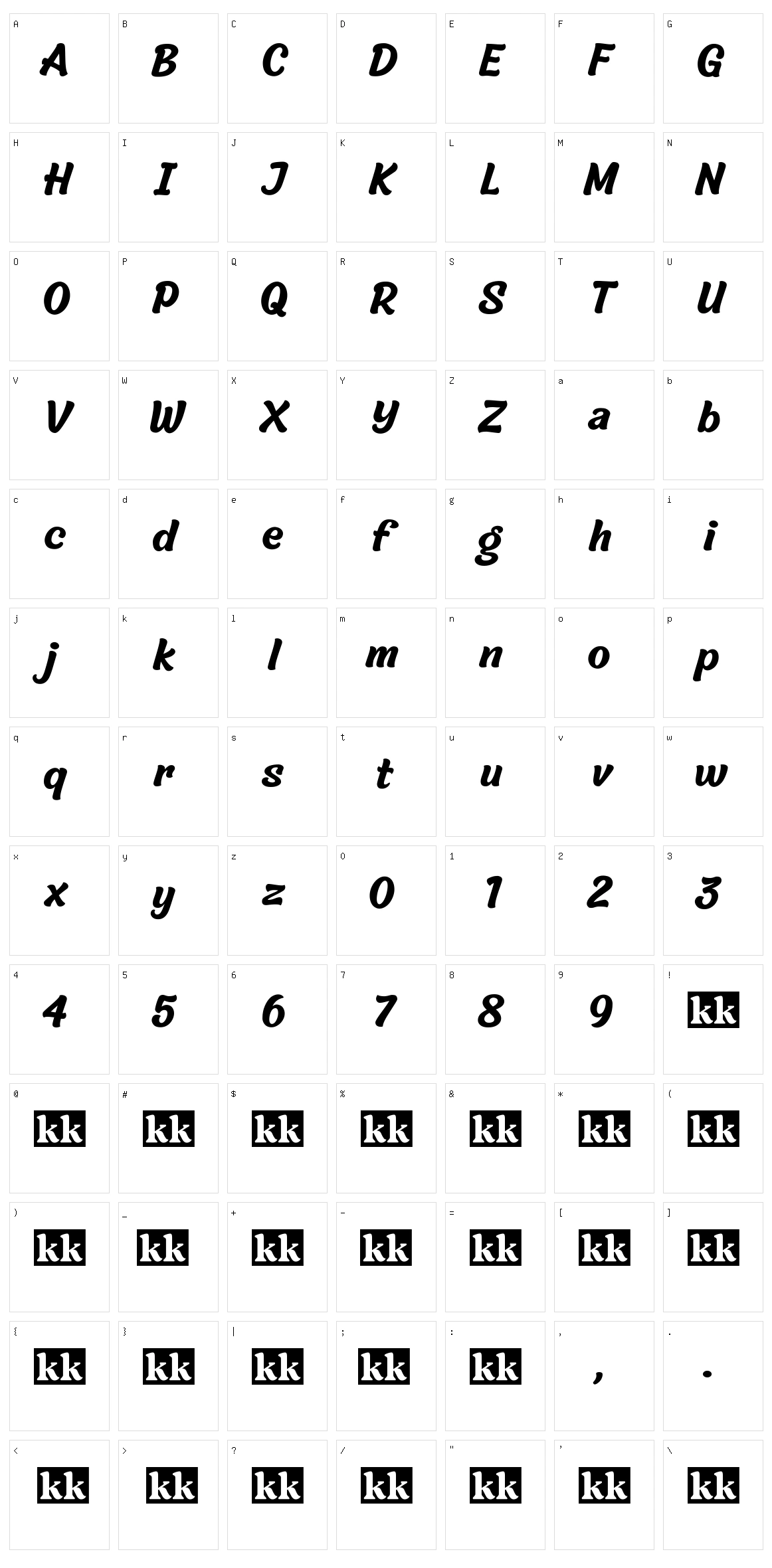 Michegar Character Set