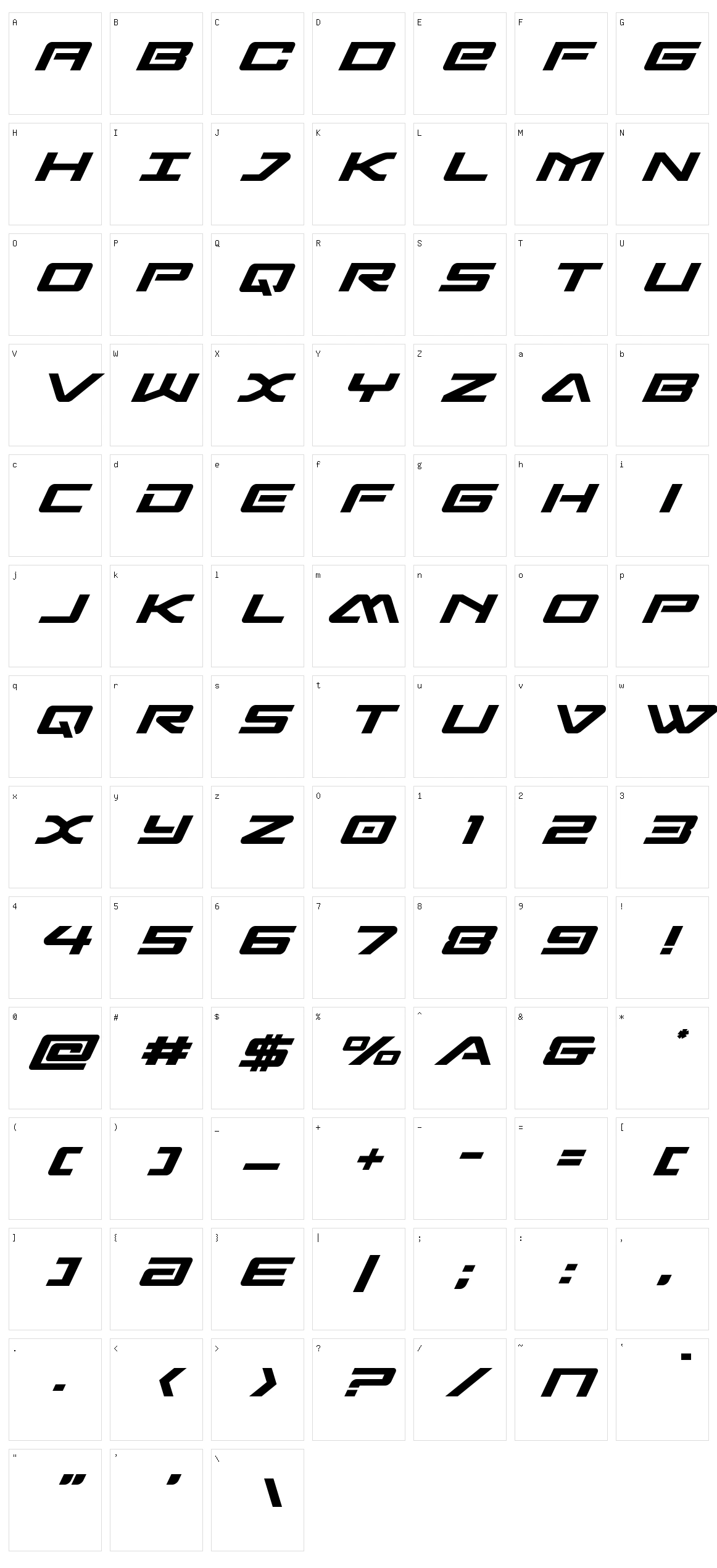 Sabre Shark Character Set