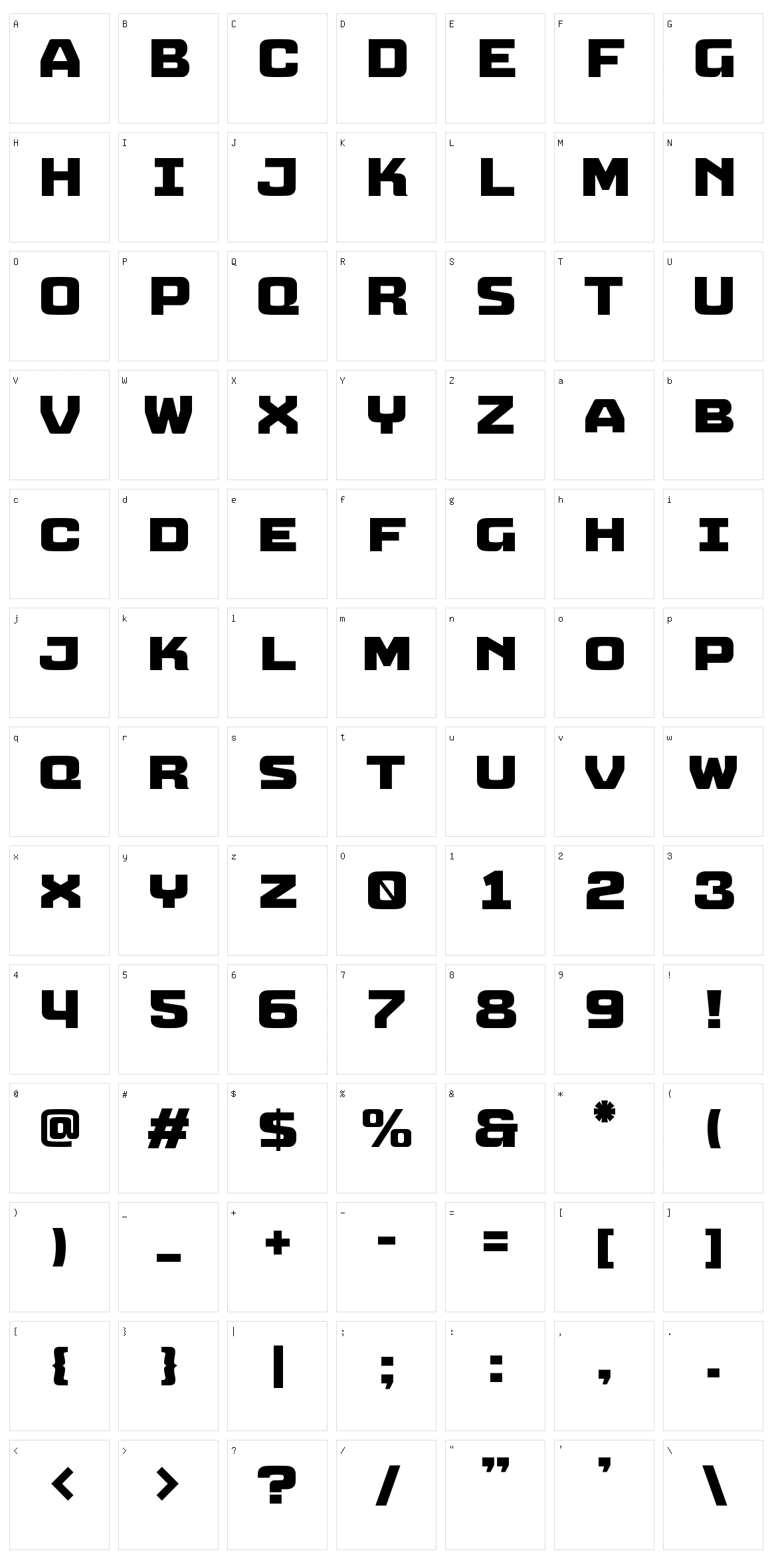 Sagu Exora Character Set