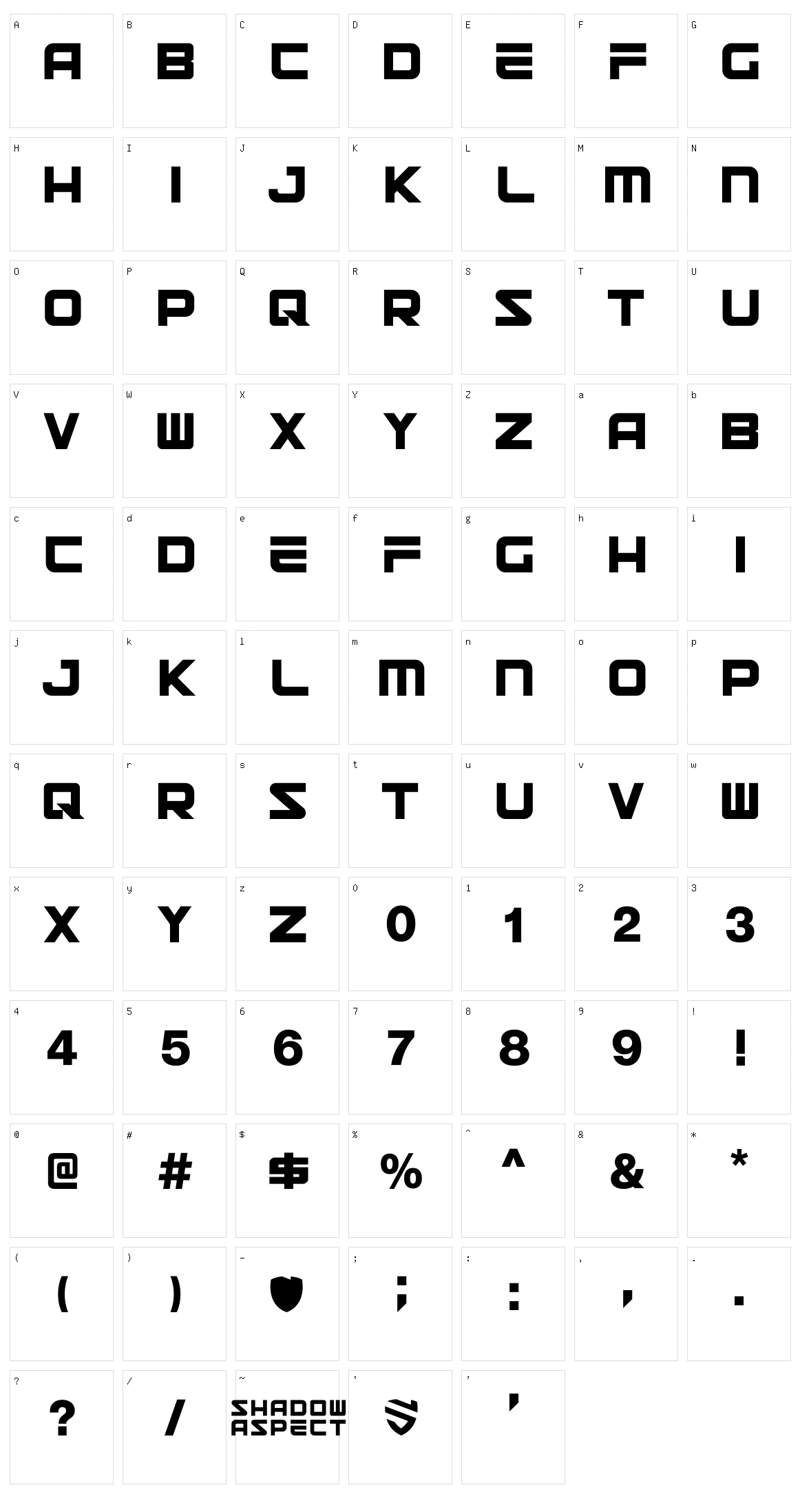 Shadow Aspect Character Set