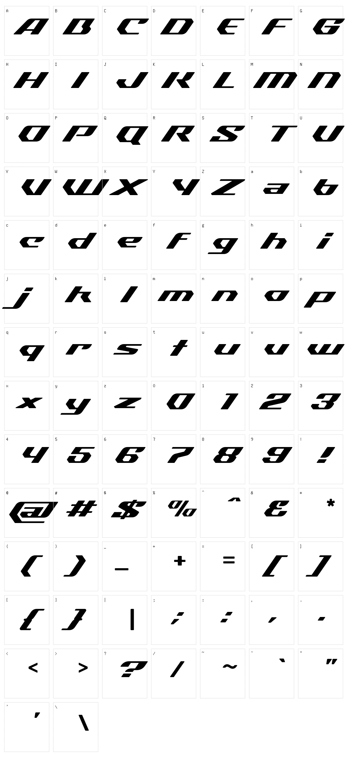 Sketter Character Set
