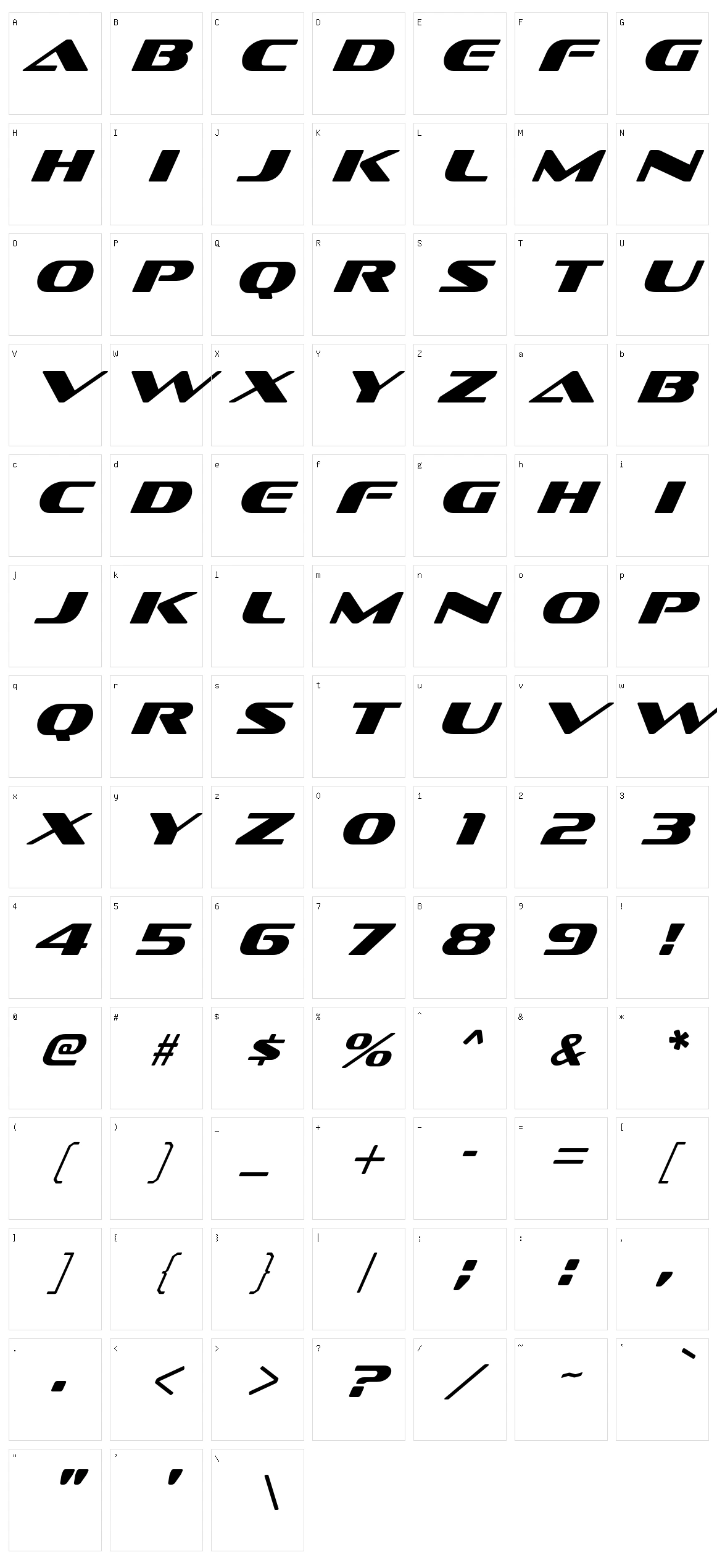 Sofachrome Character Set