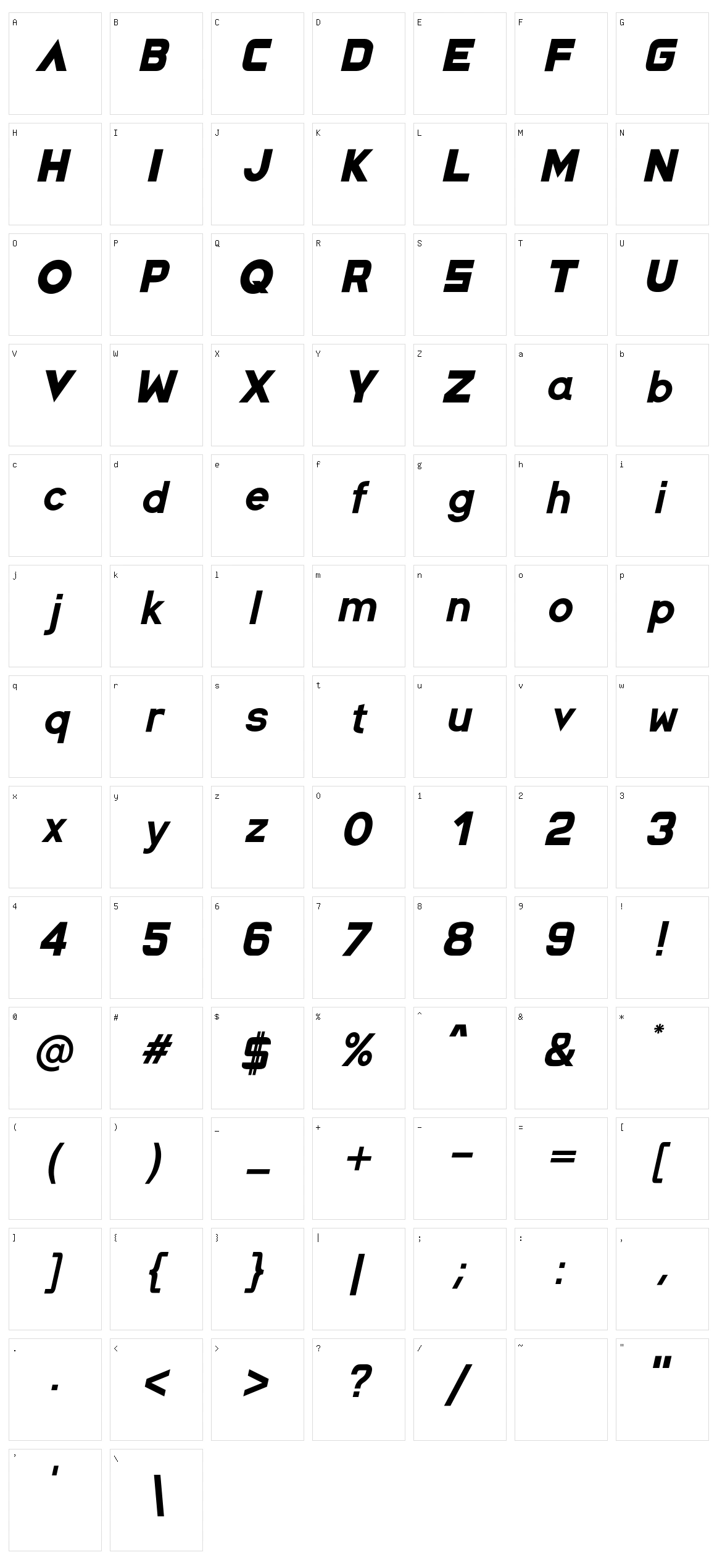 Space Capitan Character Set