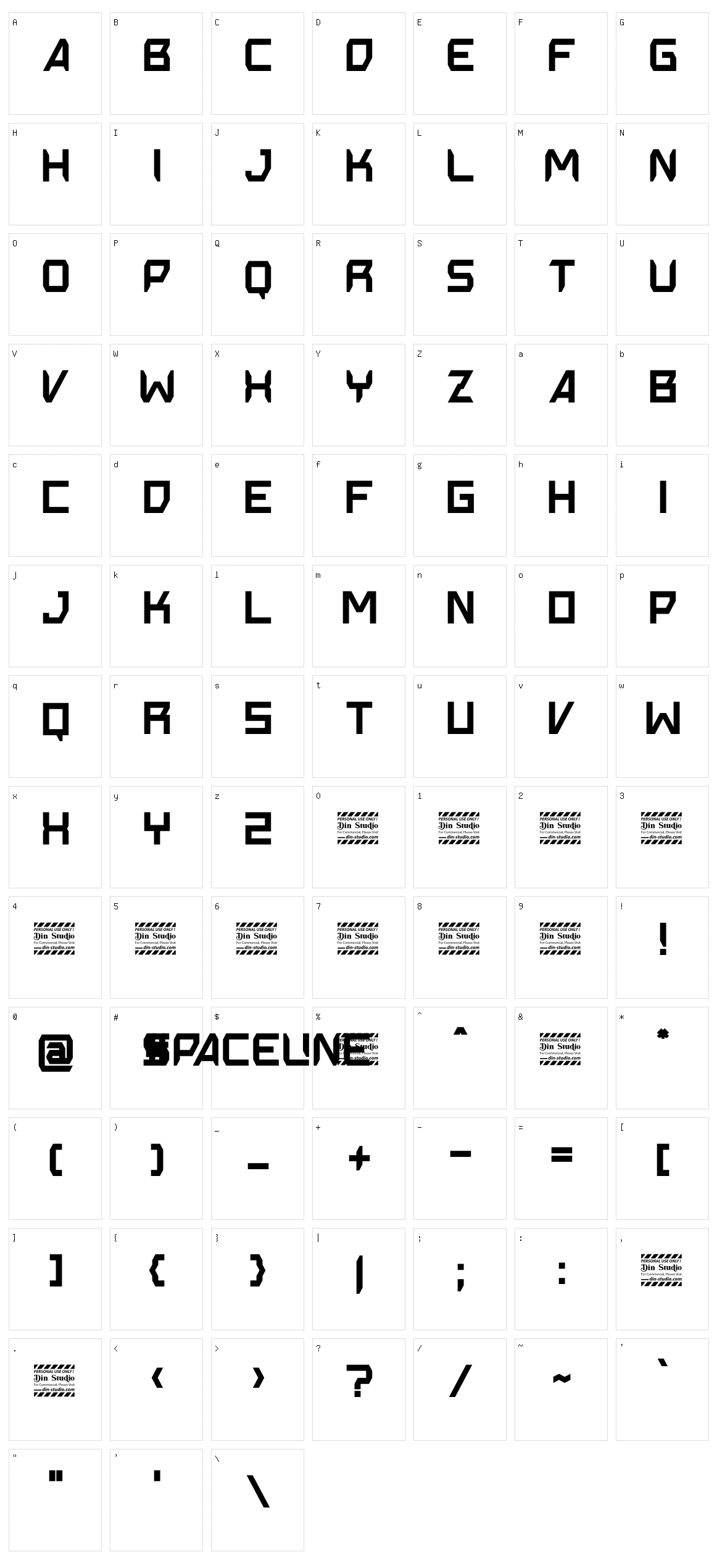 Spaceline Character Set
