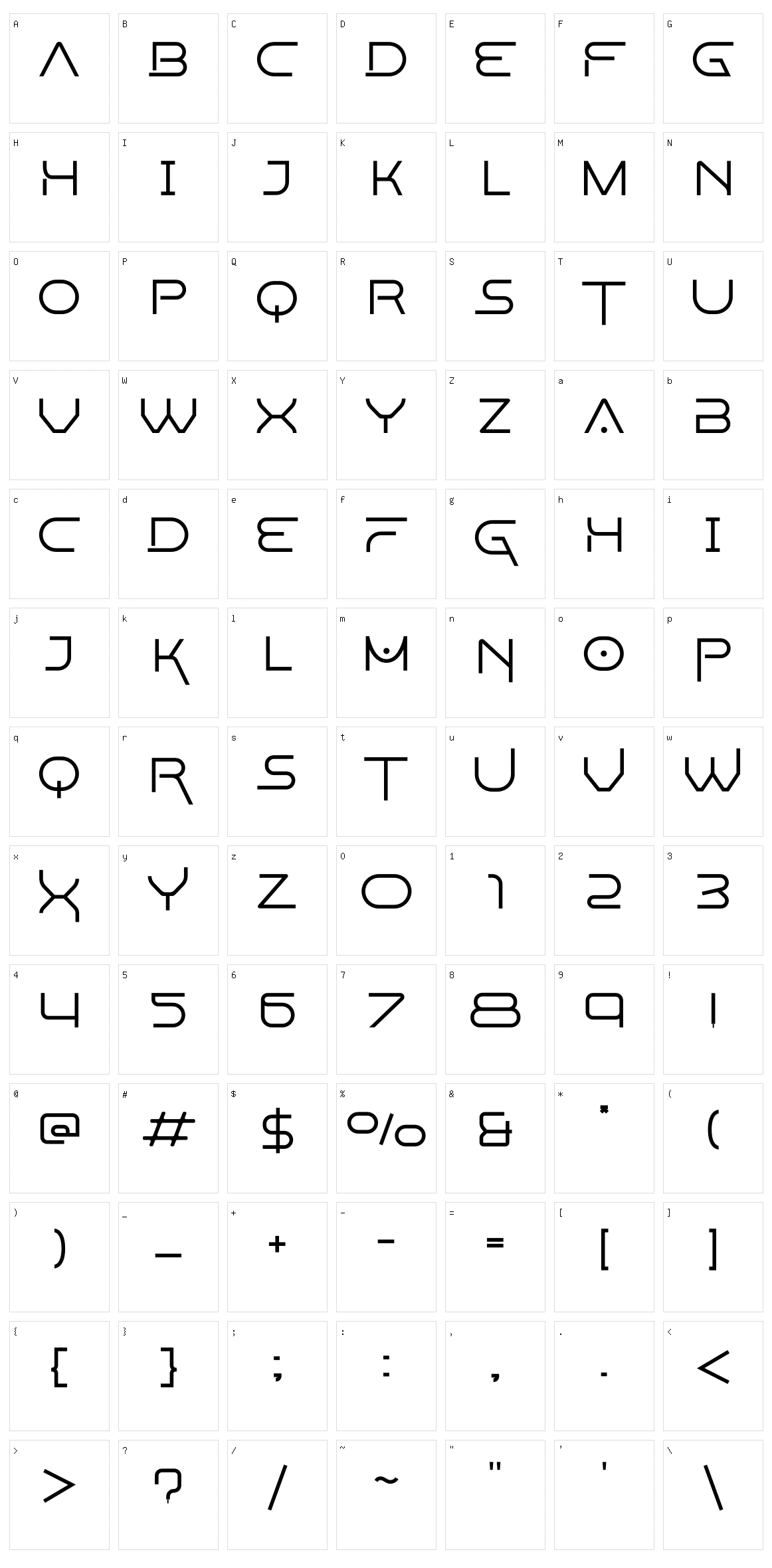 Spacetron Character Set