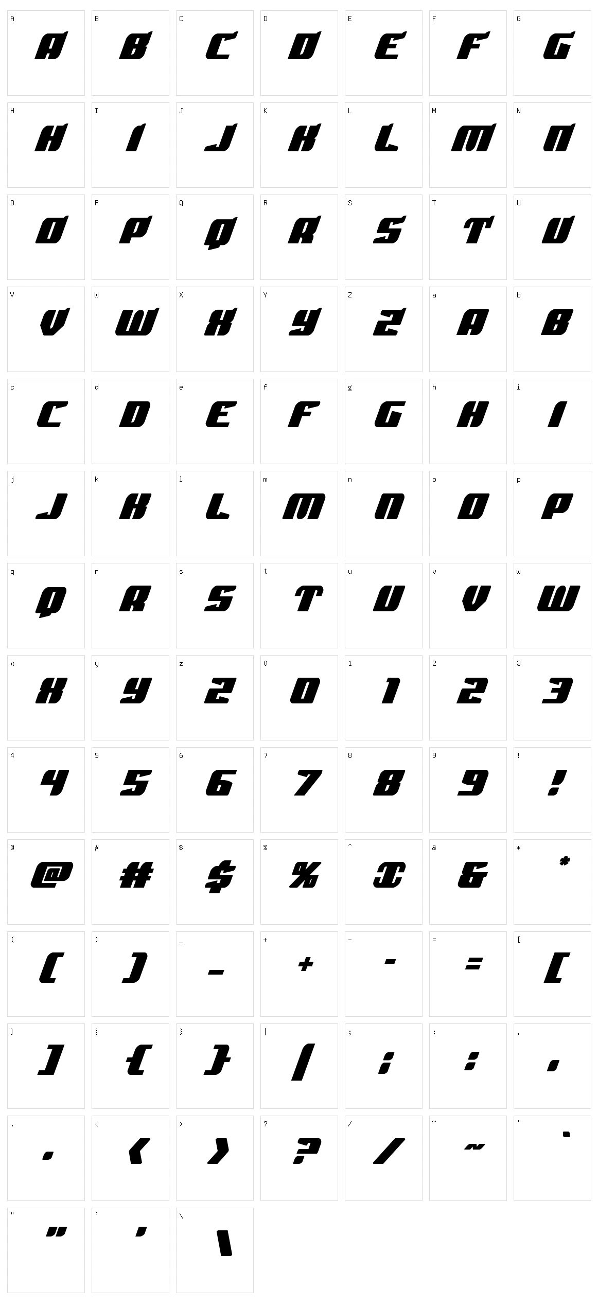 Spartaco Character Set