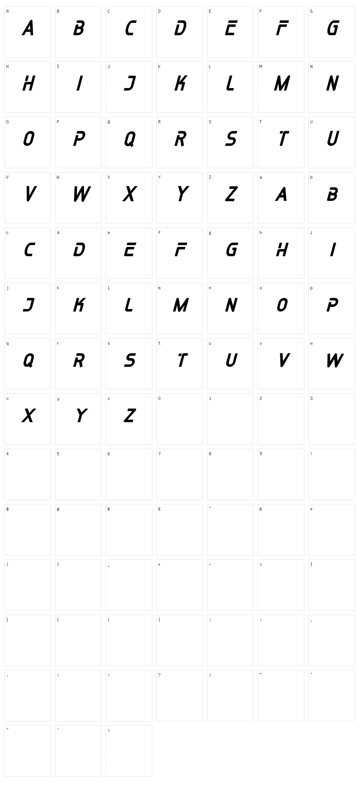 Speedtrap Character Set