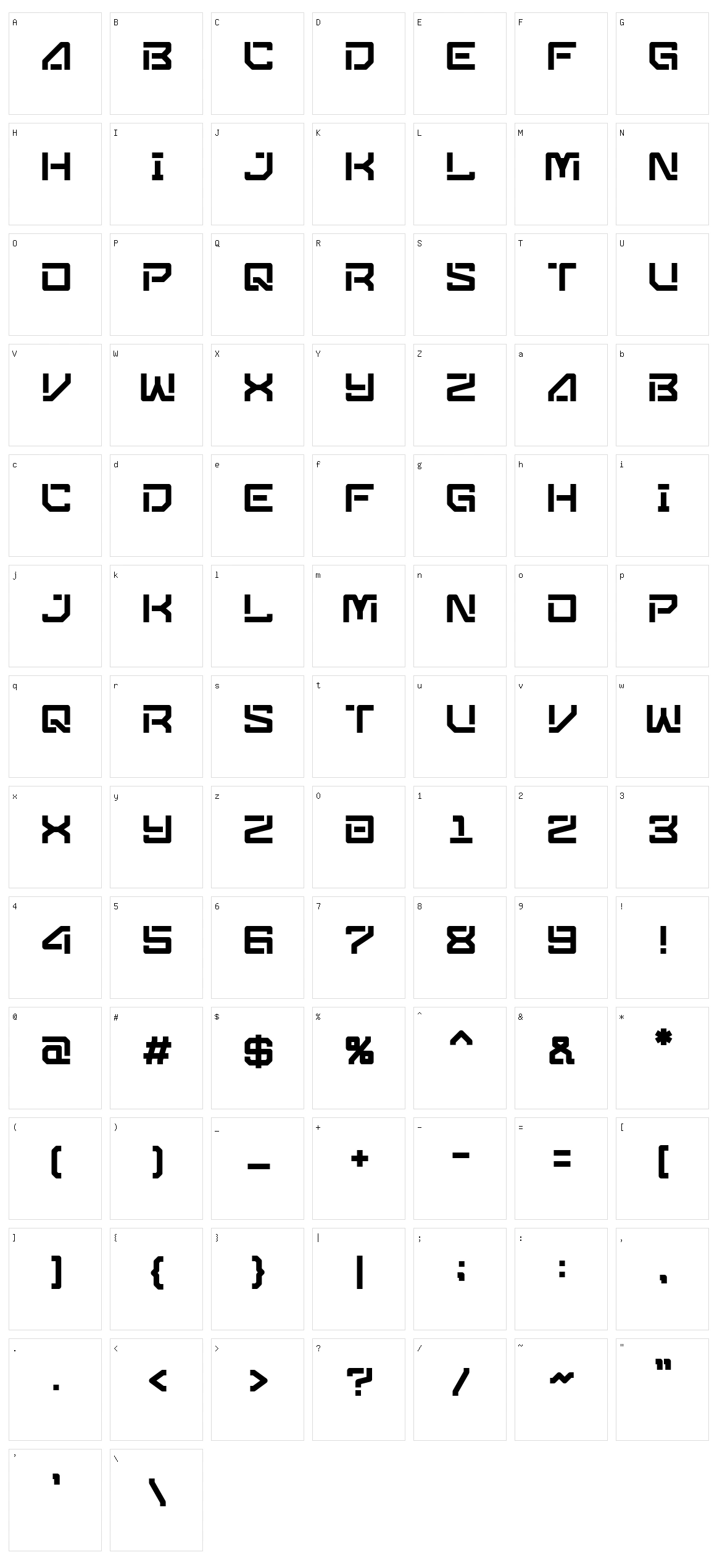 Sqeron Character Set