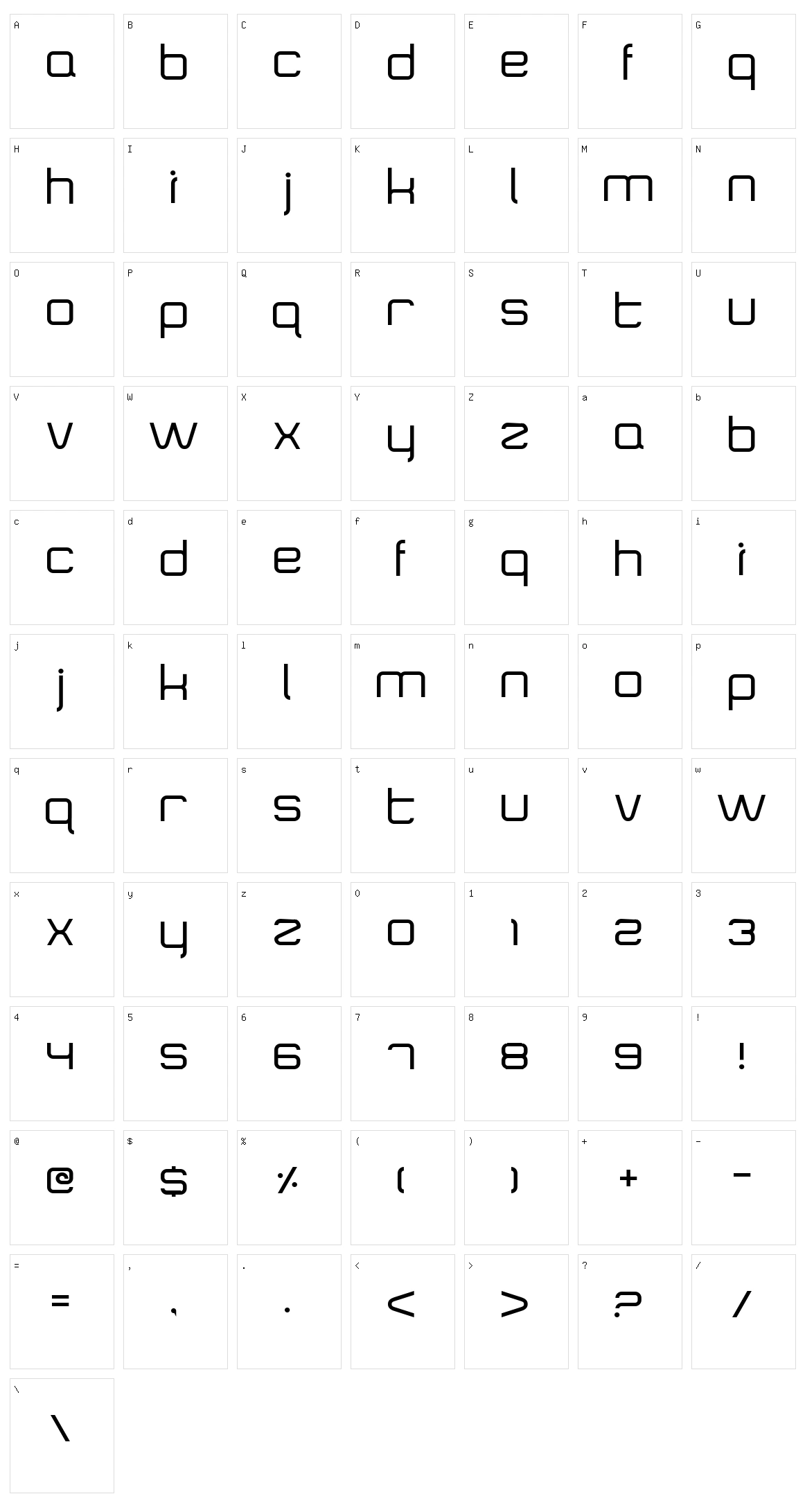 SquareType B Character Set