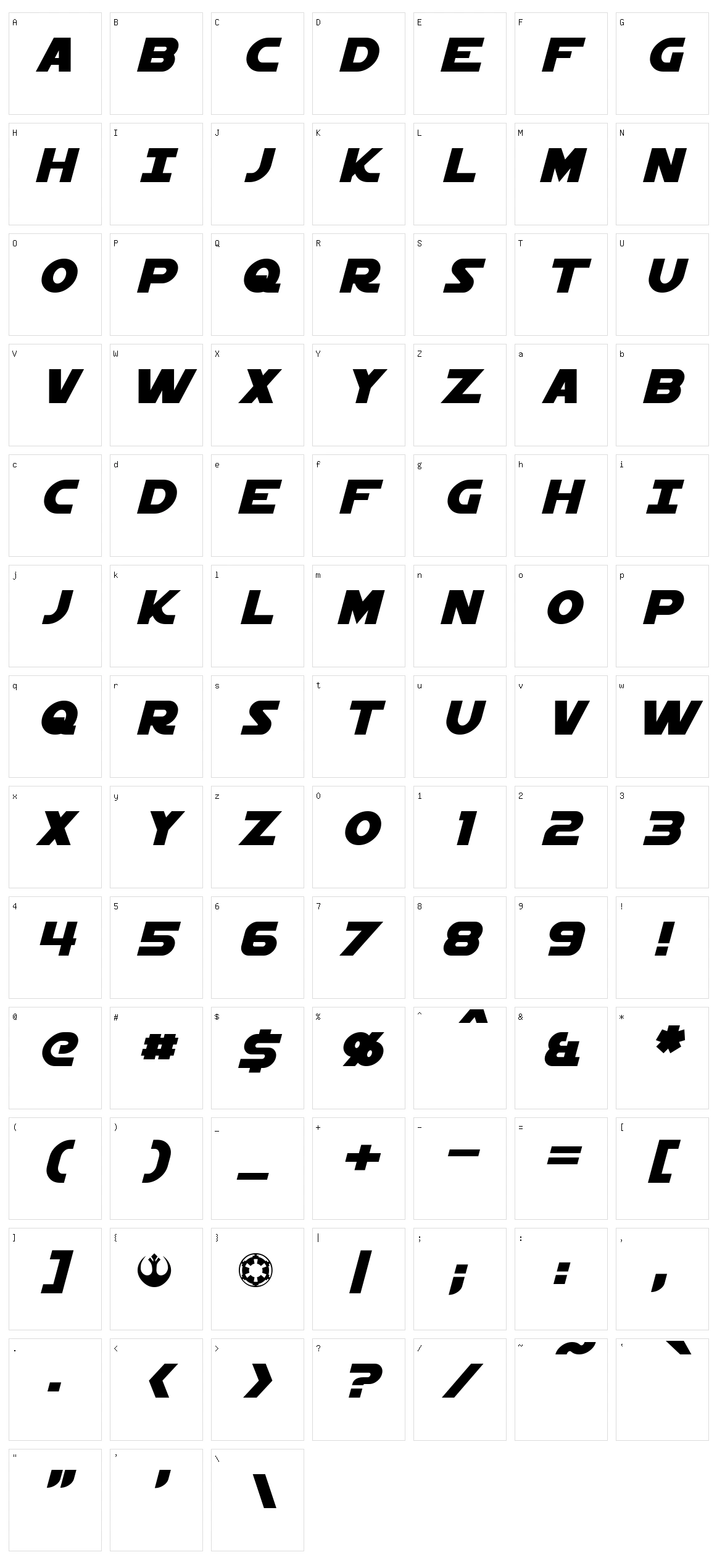 Starkiller Character Set