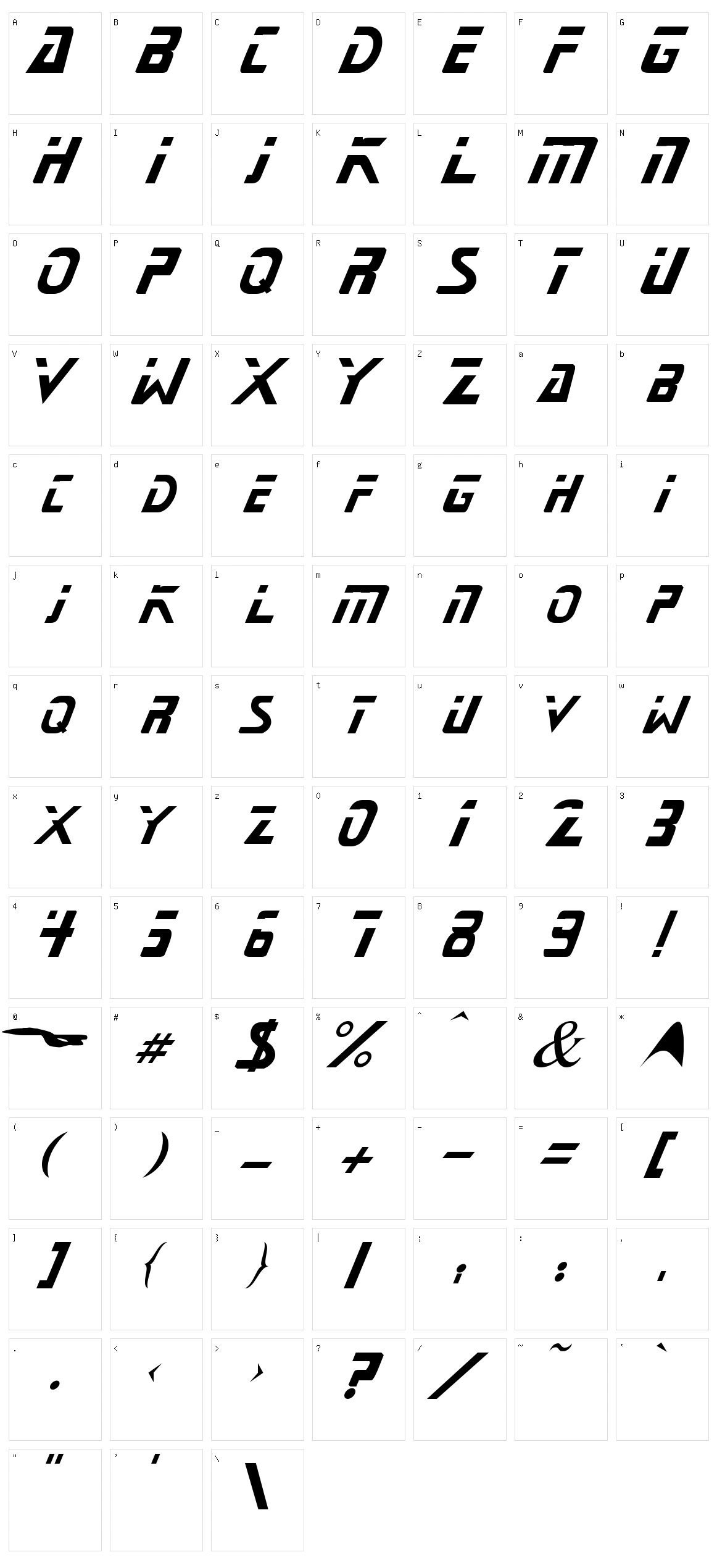 Starnext Character Set