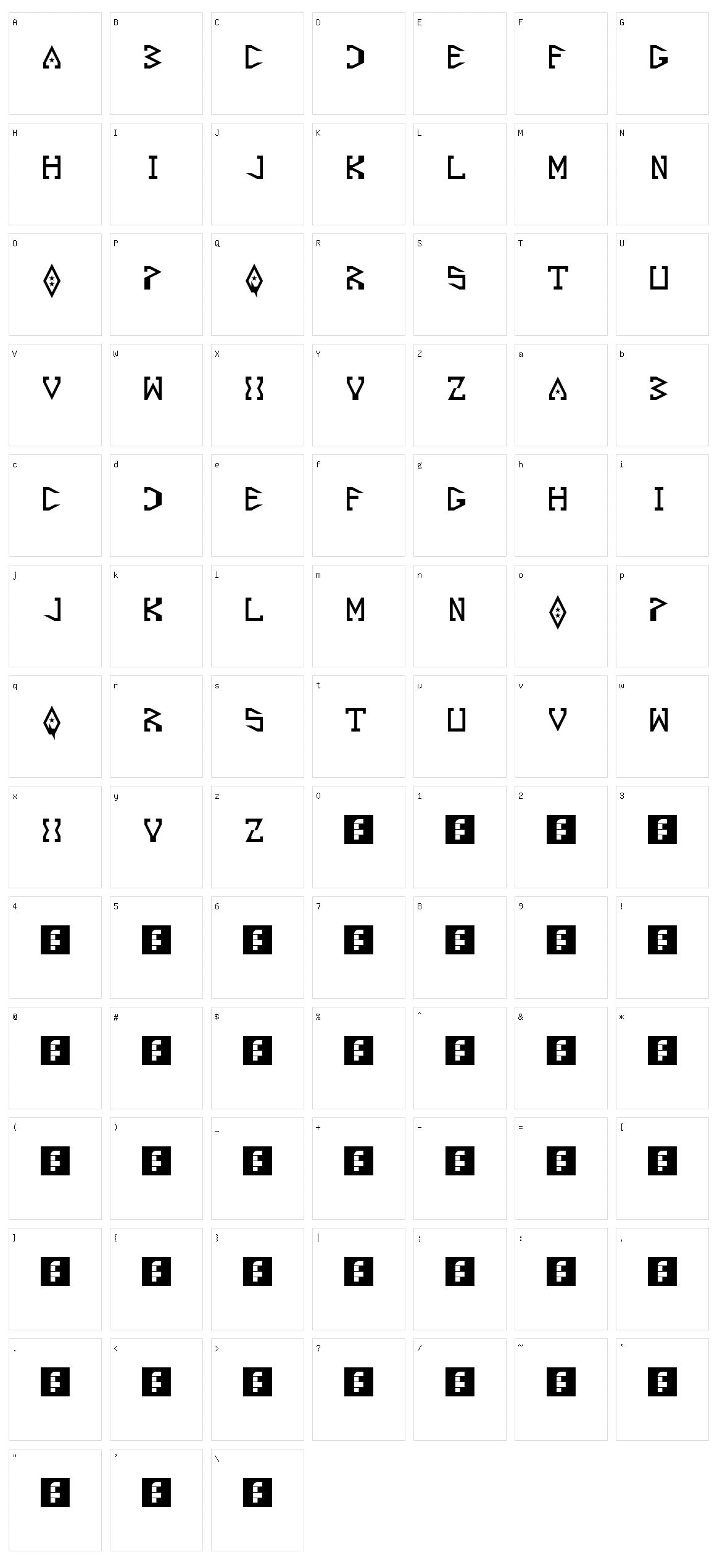 Starscraper Character Set