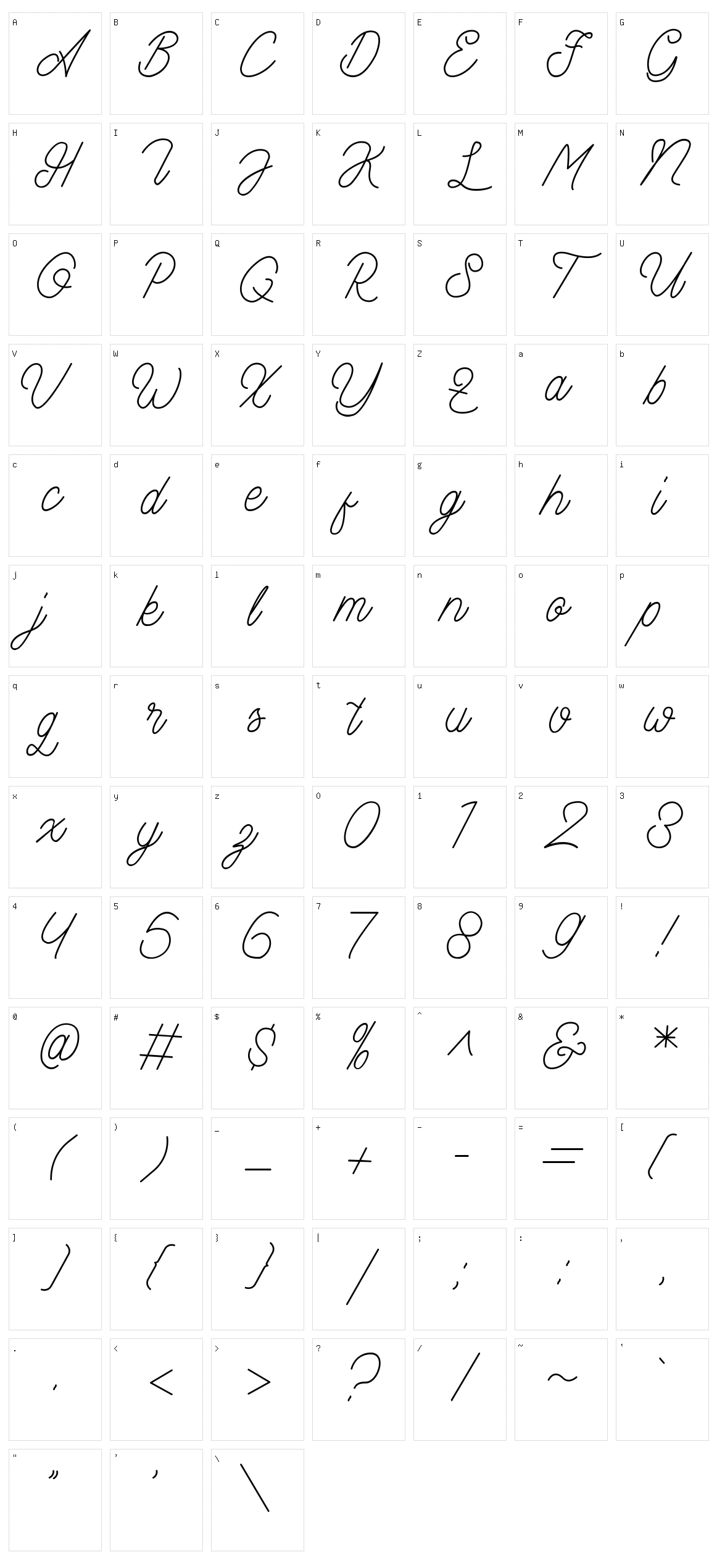 Aamonoline Character Set
