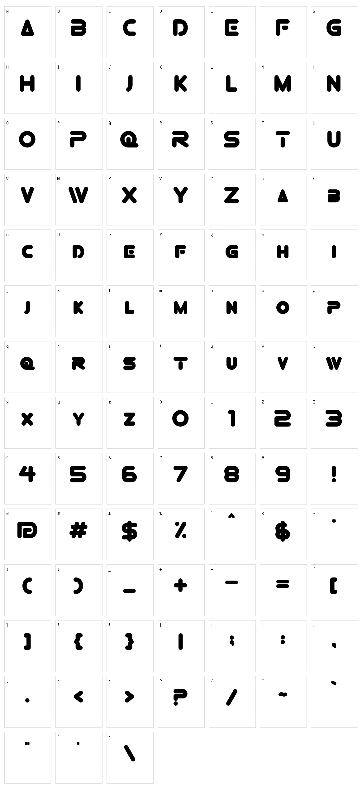 Superbolt Character Set