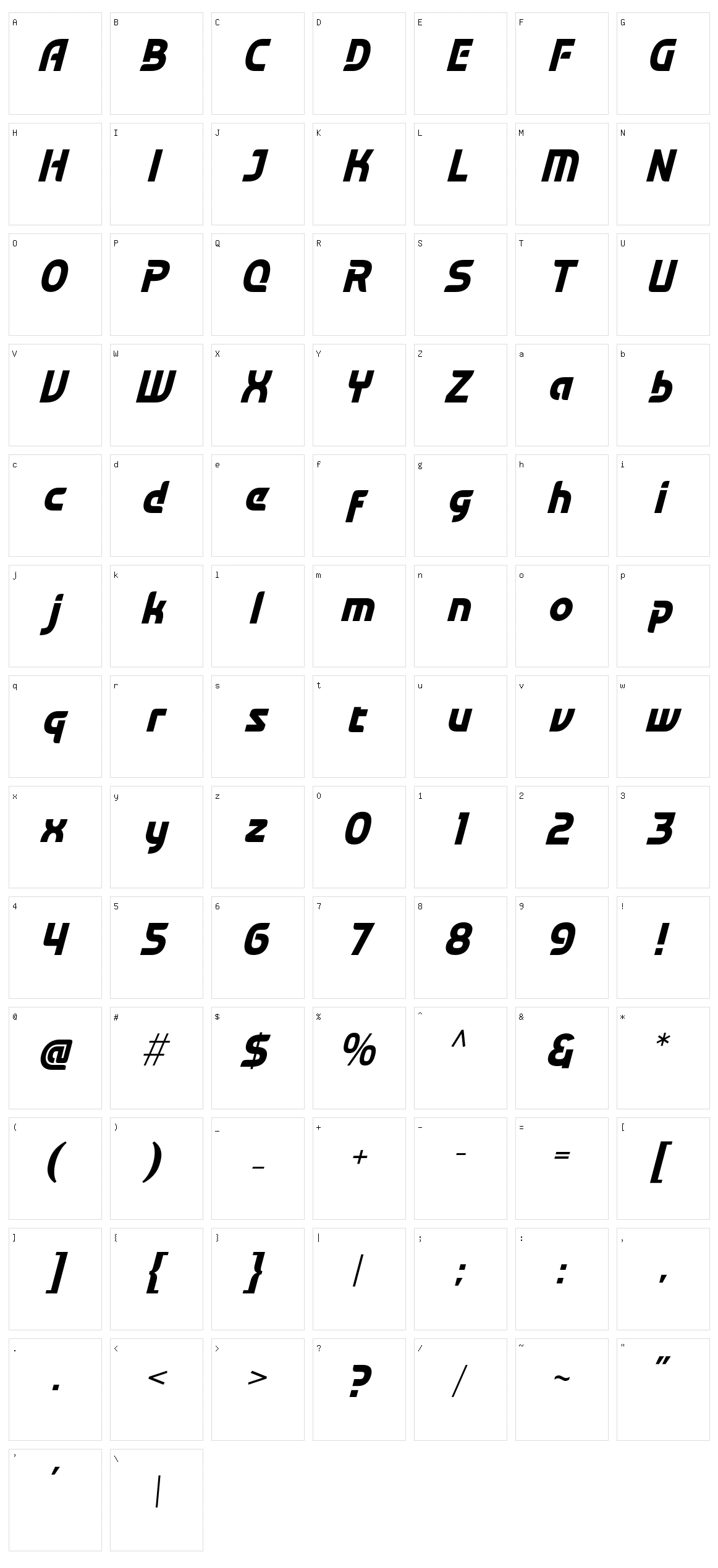 Techno Race Character Set