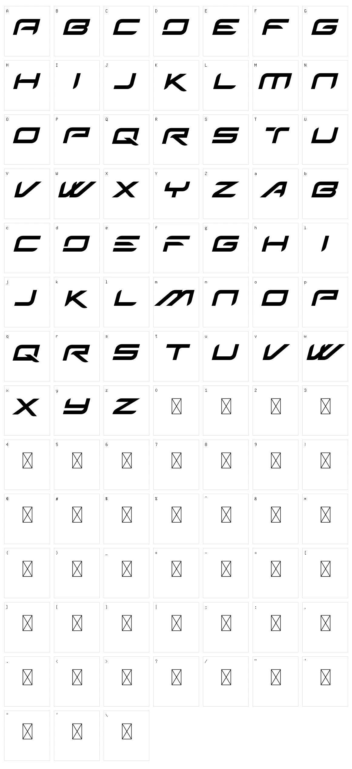 Tenex Character Set