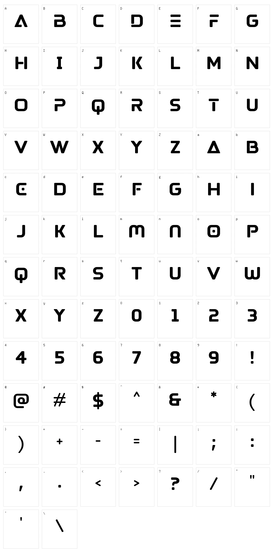 Teqto Character Set