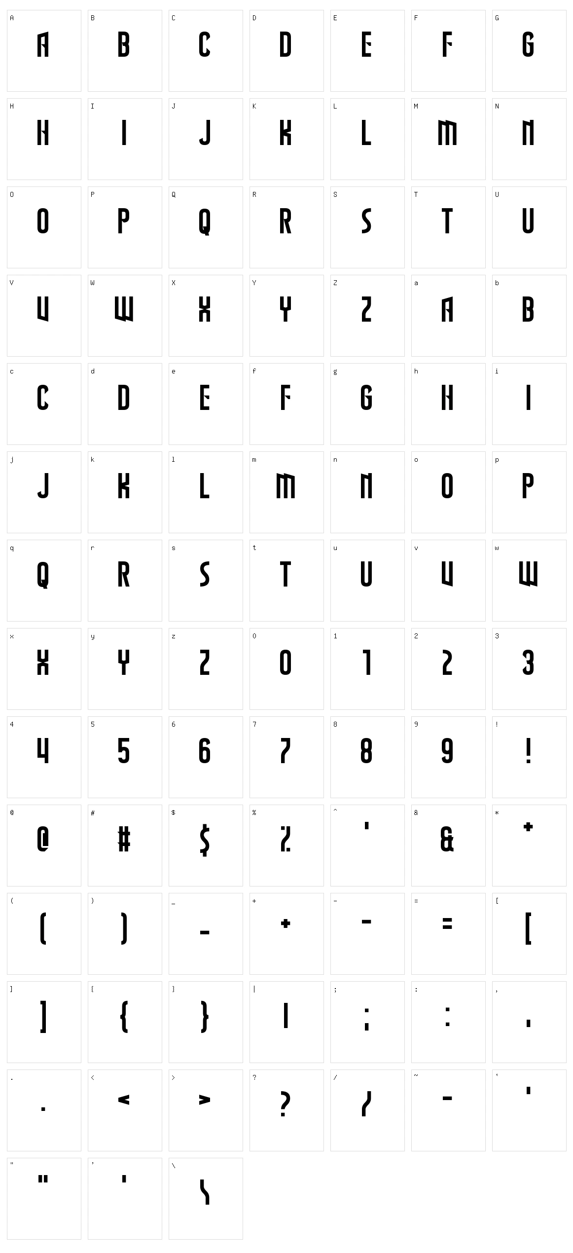 The Wastes of Space Character Set