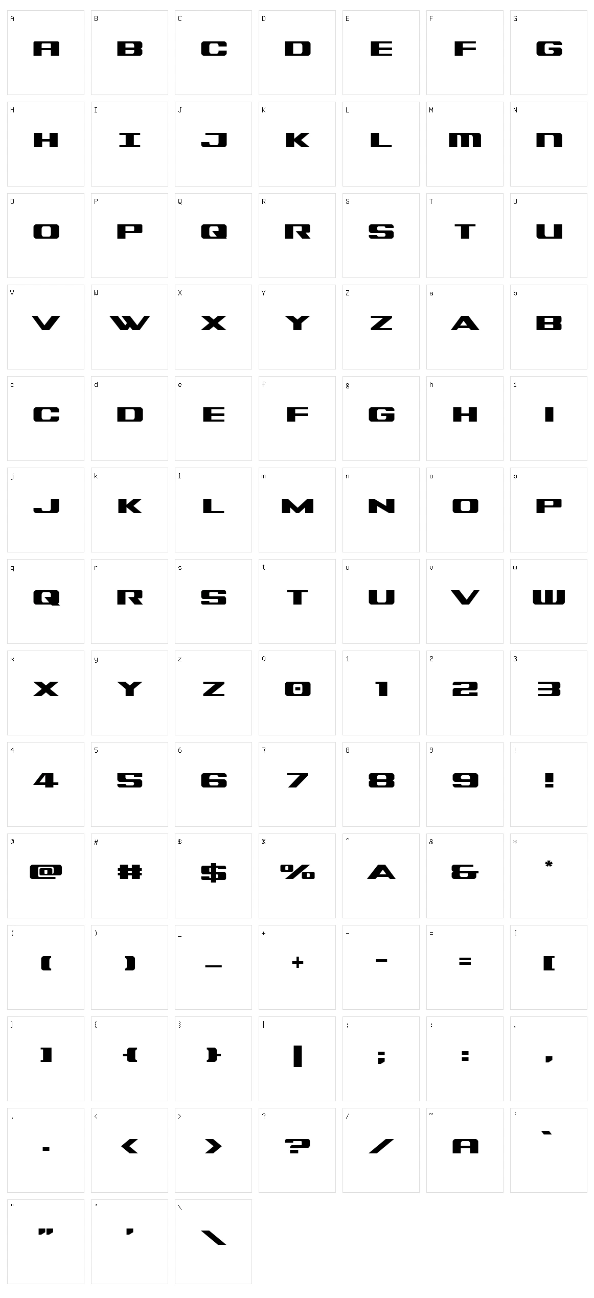 Tigershark Character Set