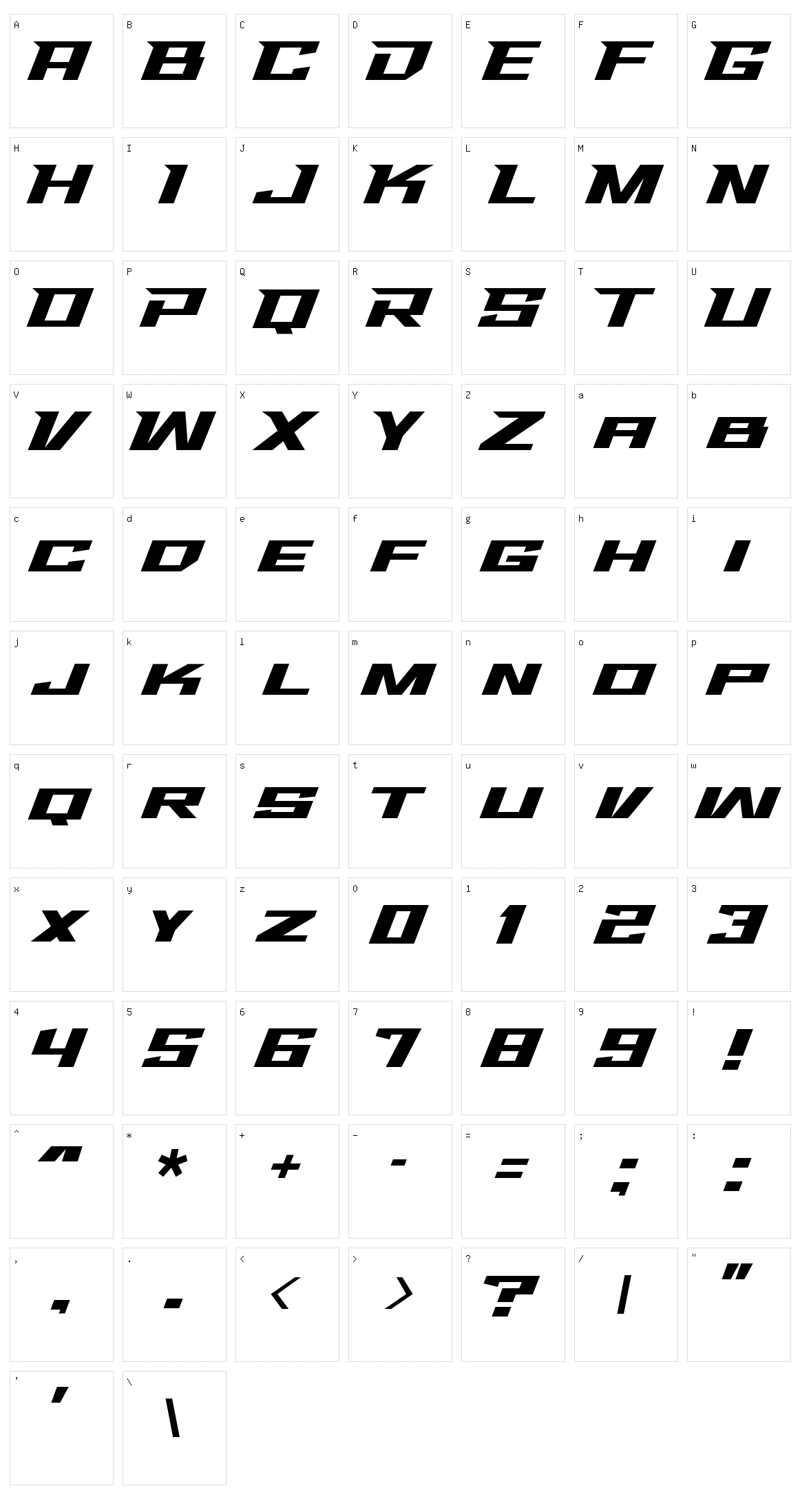 Trinos Character Set