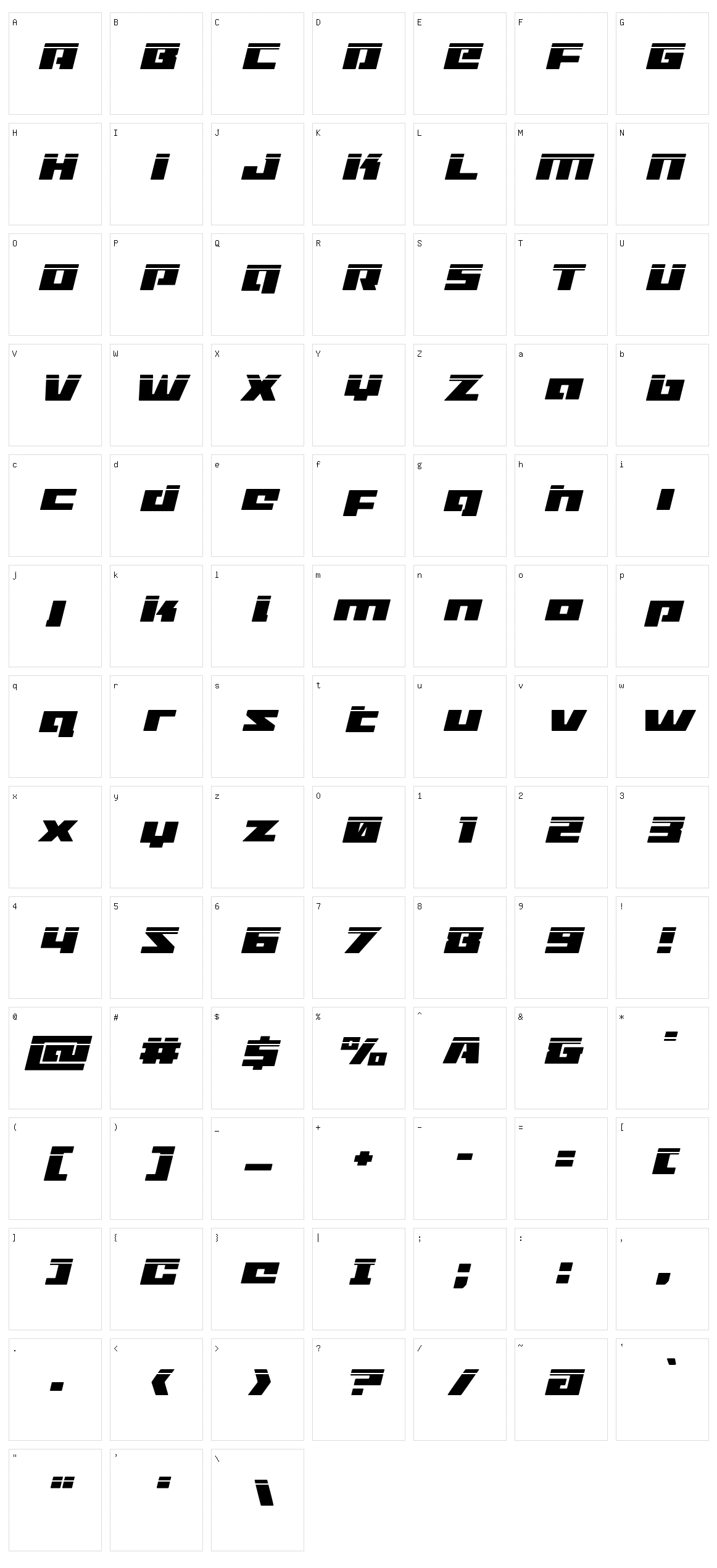 Turbo Charge Character Set