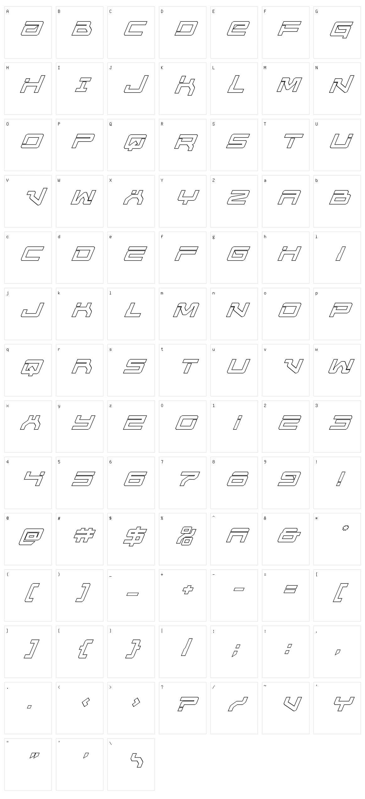 United Planets Character Set