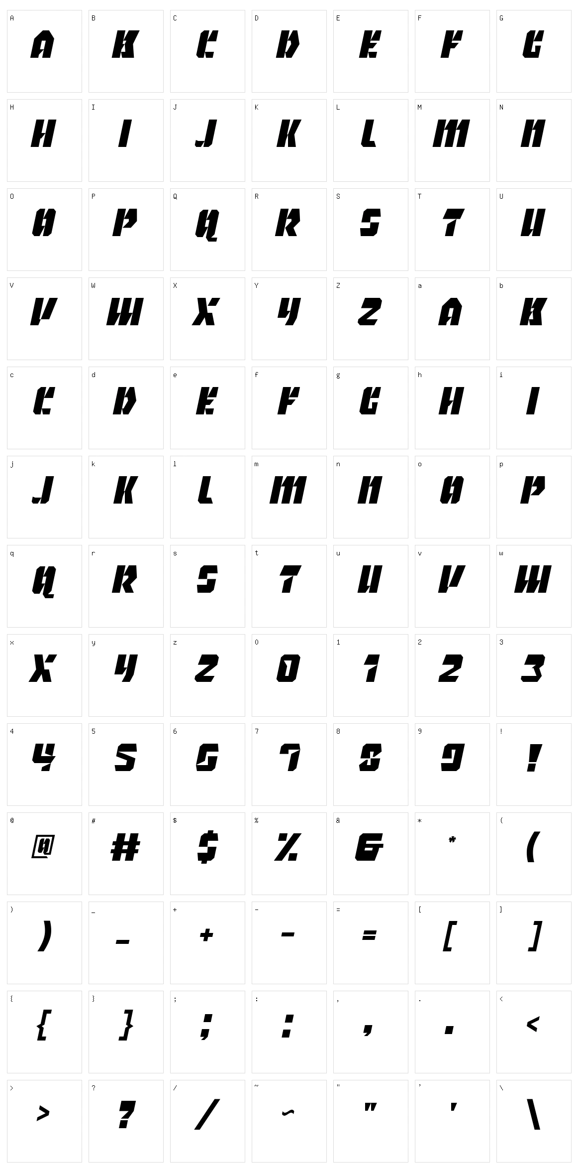 Valomax Character Set