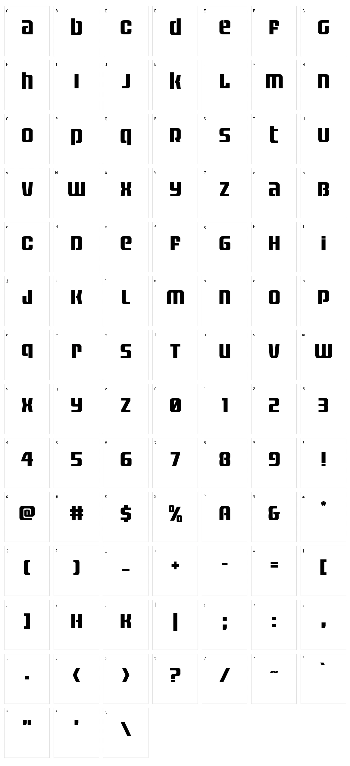 Vanguardian Character Set