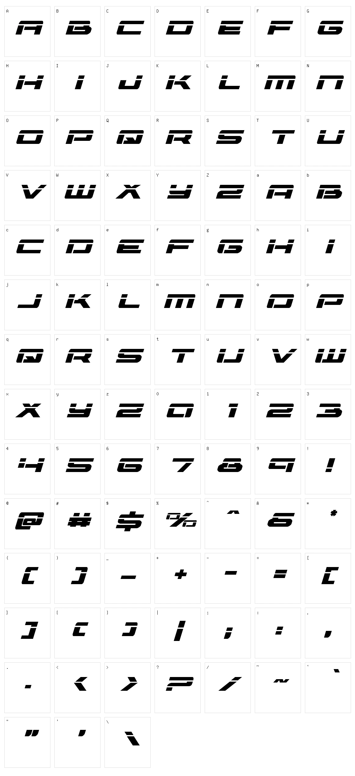 Vorpal Character Set