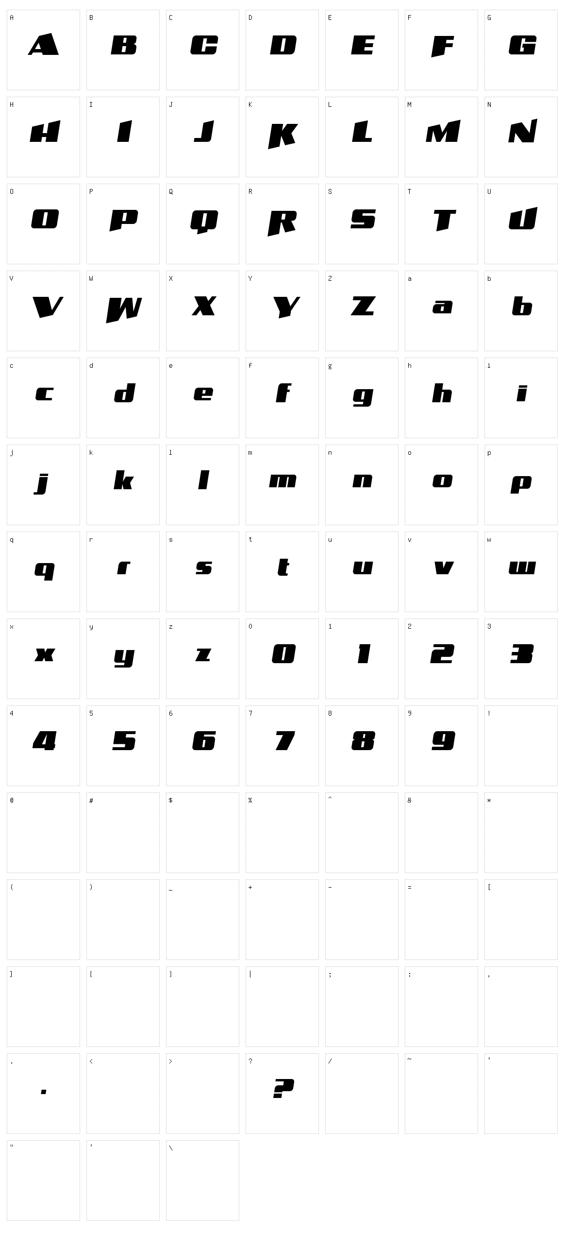 Vortax Character Set