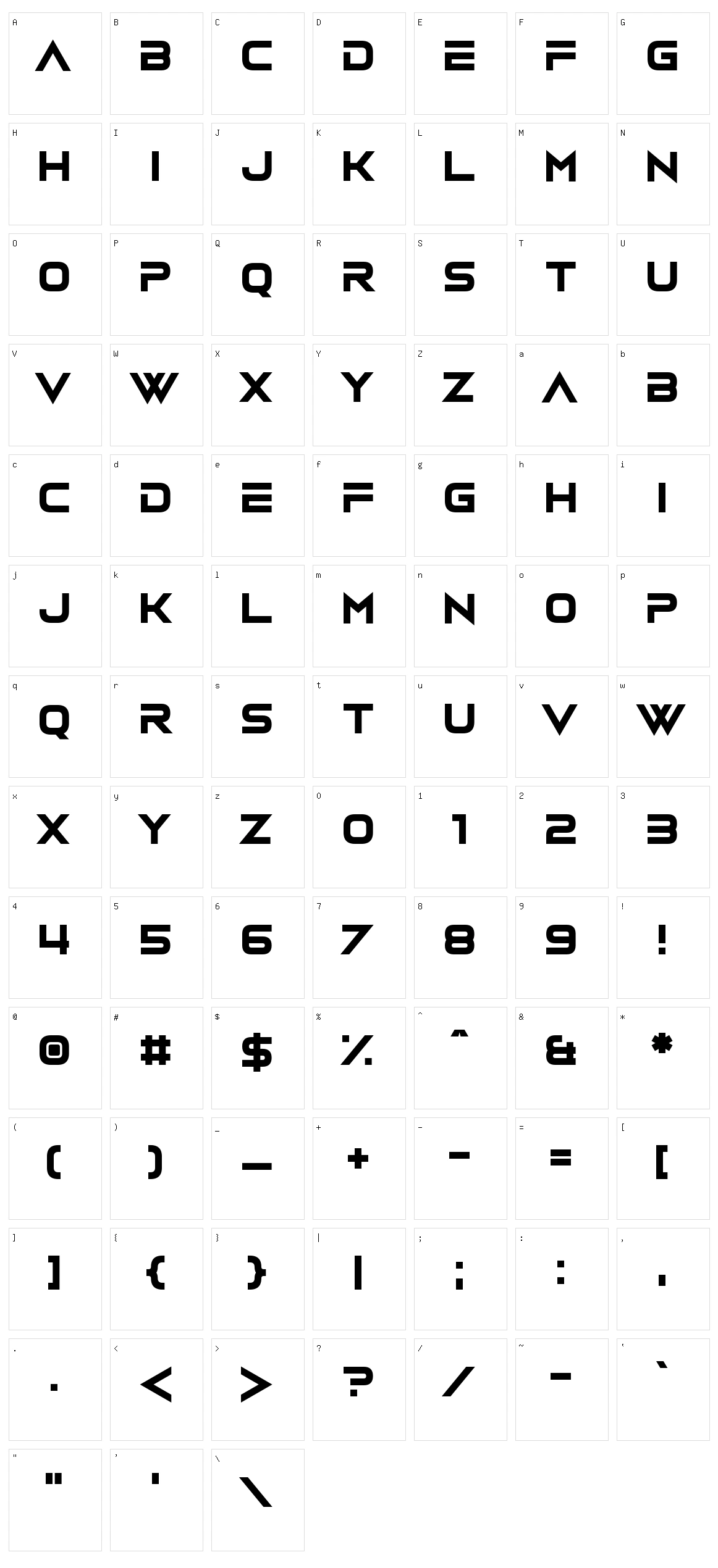 Vudotronic Character Set