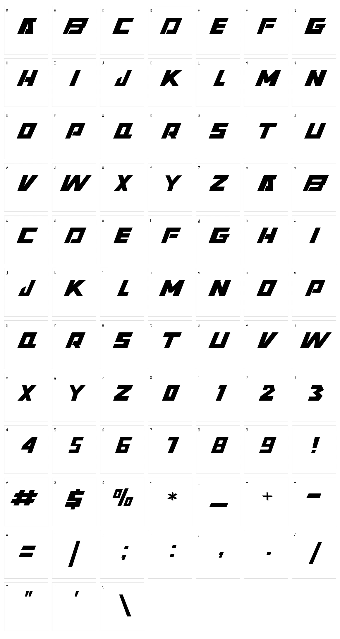 Xavier Character Set