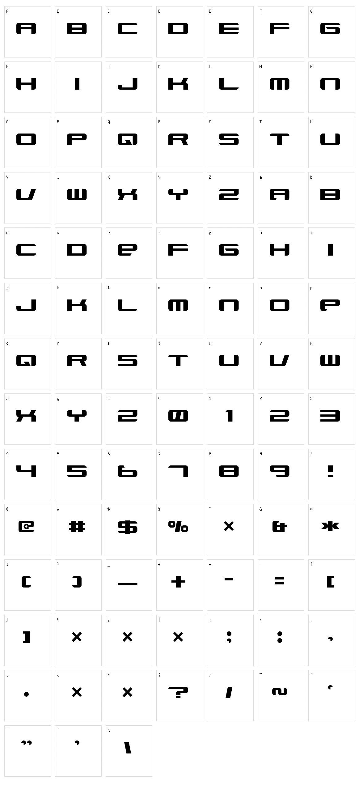 Xenotron Broadstroke Character Set